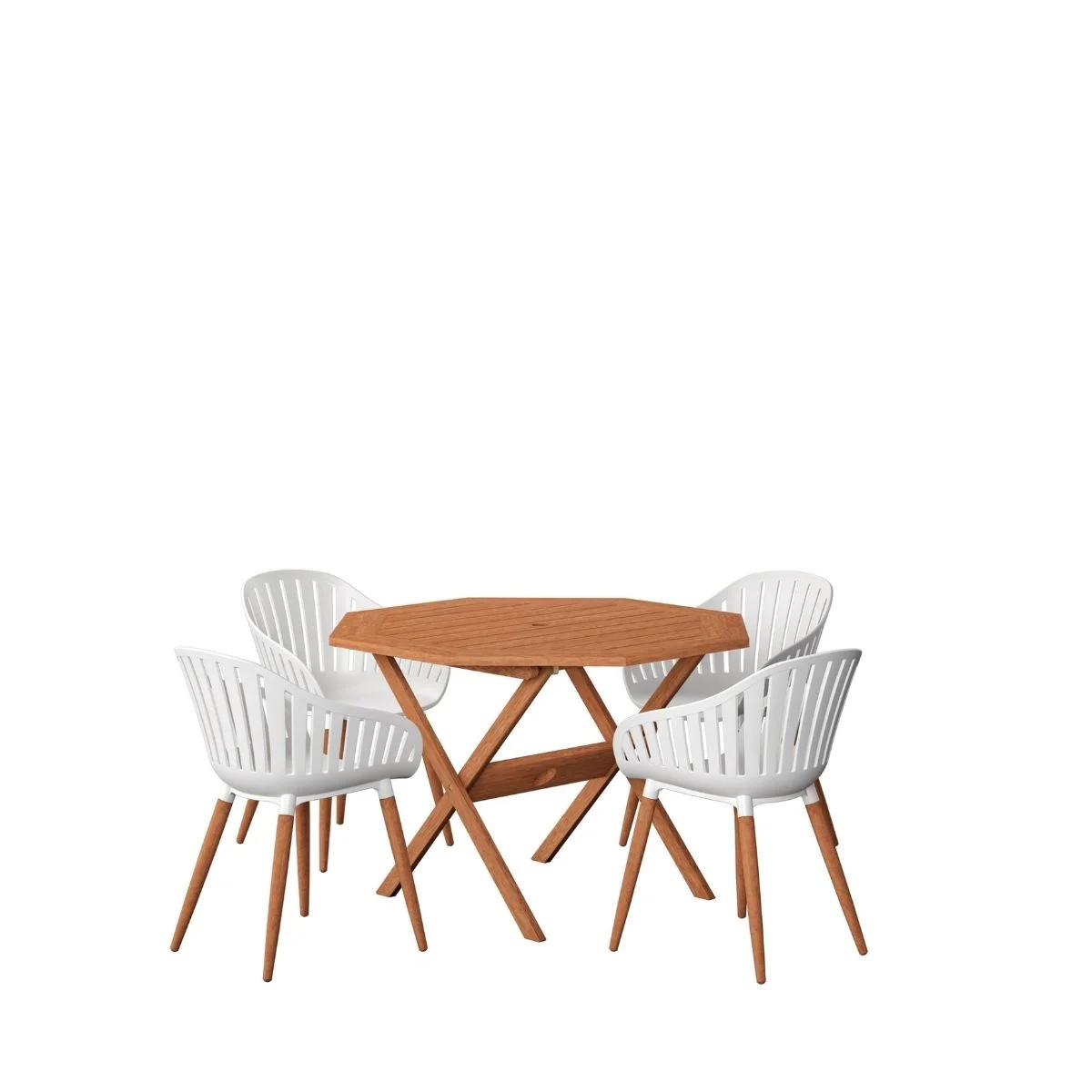 Amazonia Royalton 5 Pieces Eucalyptus Wood Outdoor Dining Set, Ideal for Patio