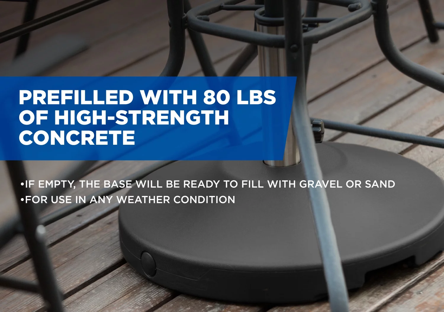 US Weight Fillable Free Standing Umbrella Base - Black