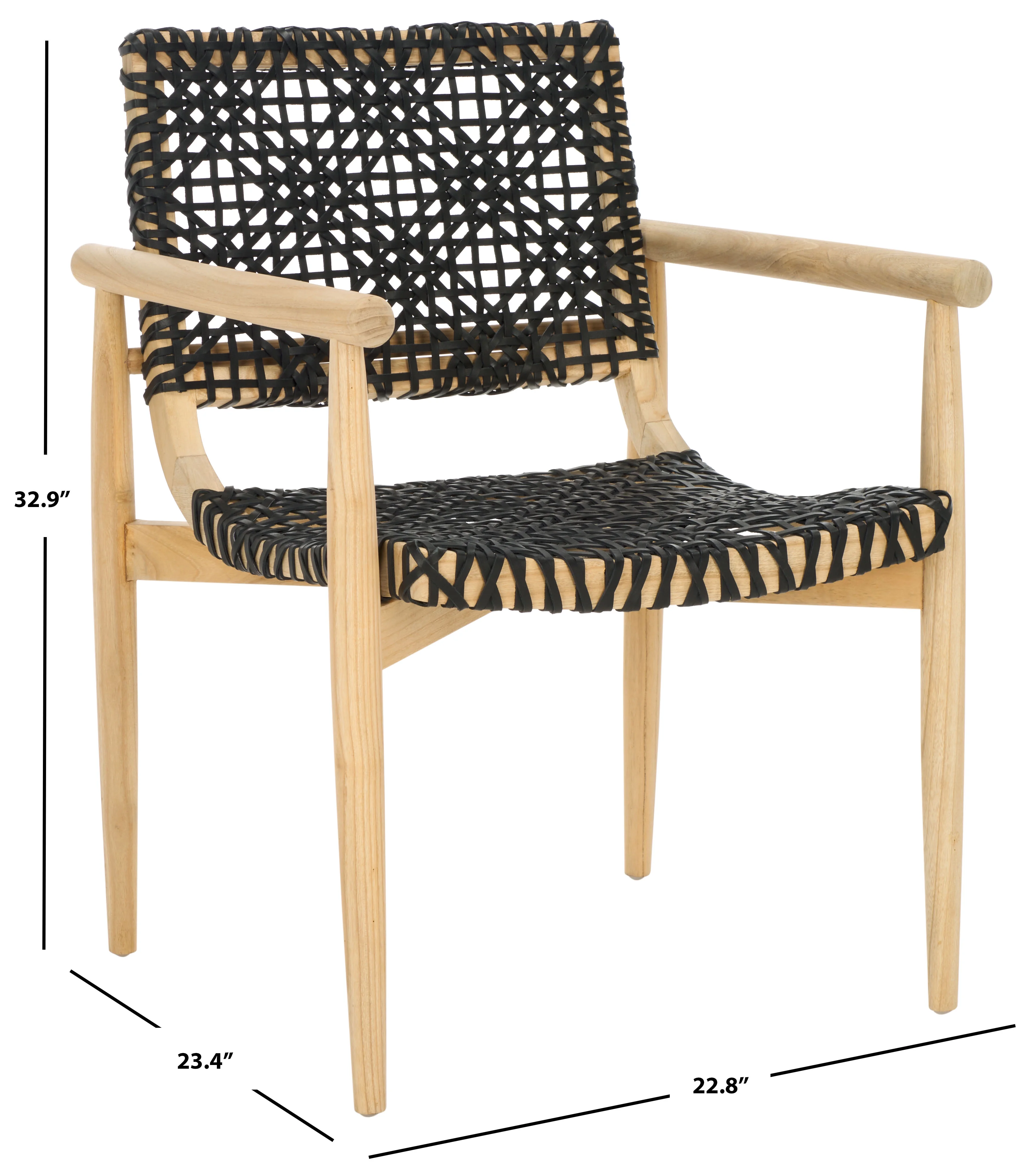 SAFAVIEH Sianna Accent Chairs, Natural/Black (22.8 in. W x 23.4 in. D x 32.9 in. H)