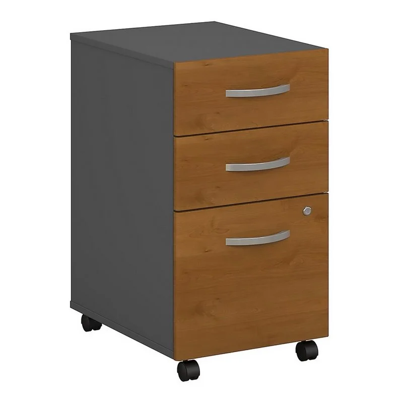 Home Square 2 Piece Mobile Filing Cabinet Set with 3 Drawer in Natural Cherry