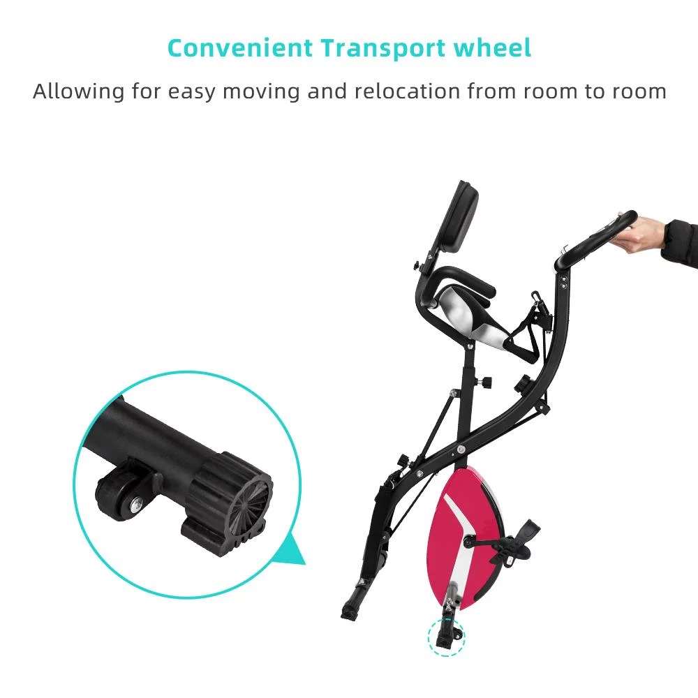 Zimtown Folding Upright Bike, X Bike Exericse Equipment, Pink