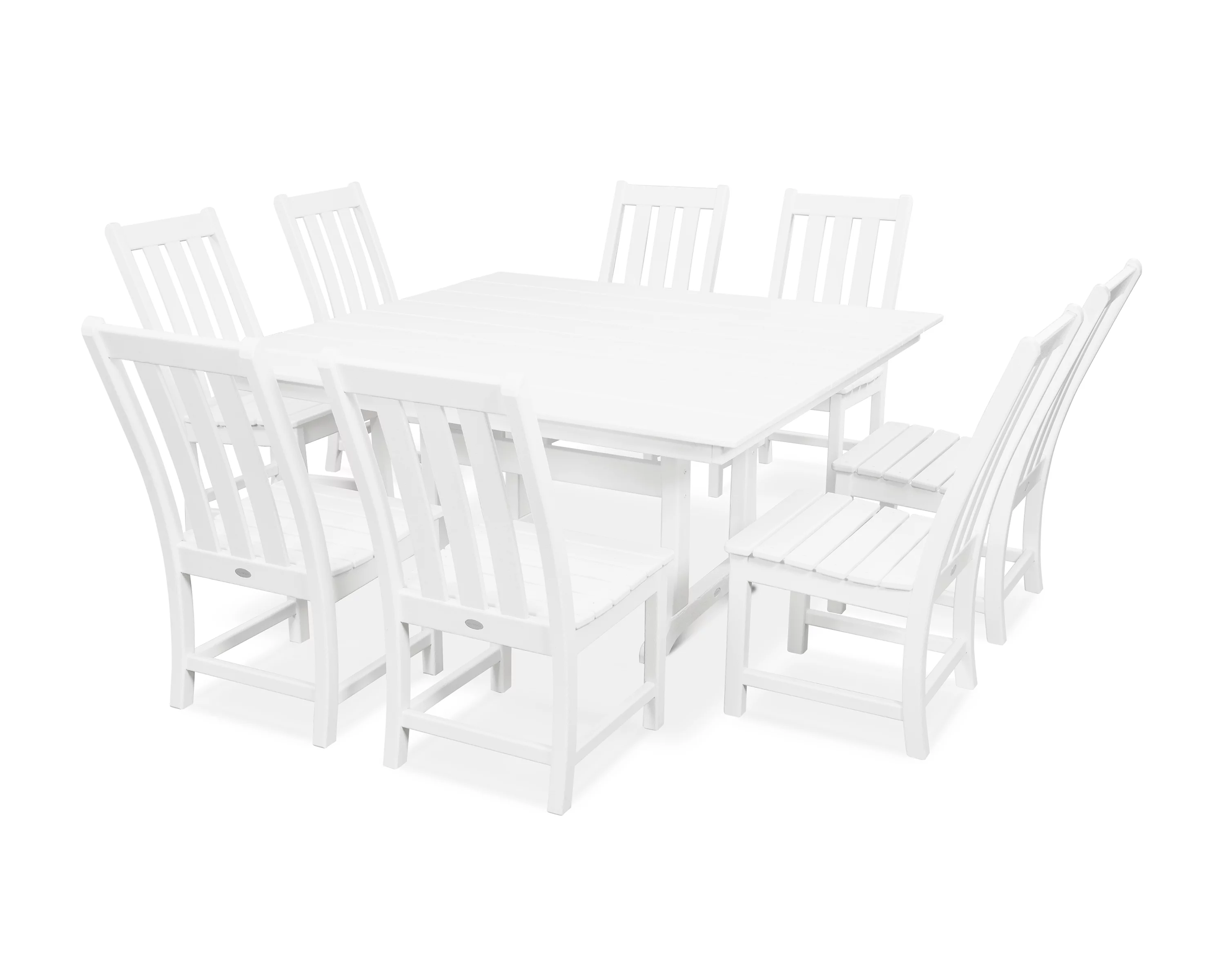 POLYWOOD Vineyard 9-Piece Farmhouse Trestle Dining Set in White