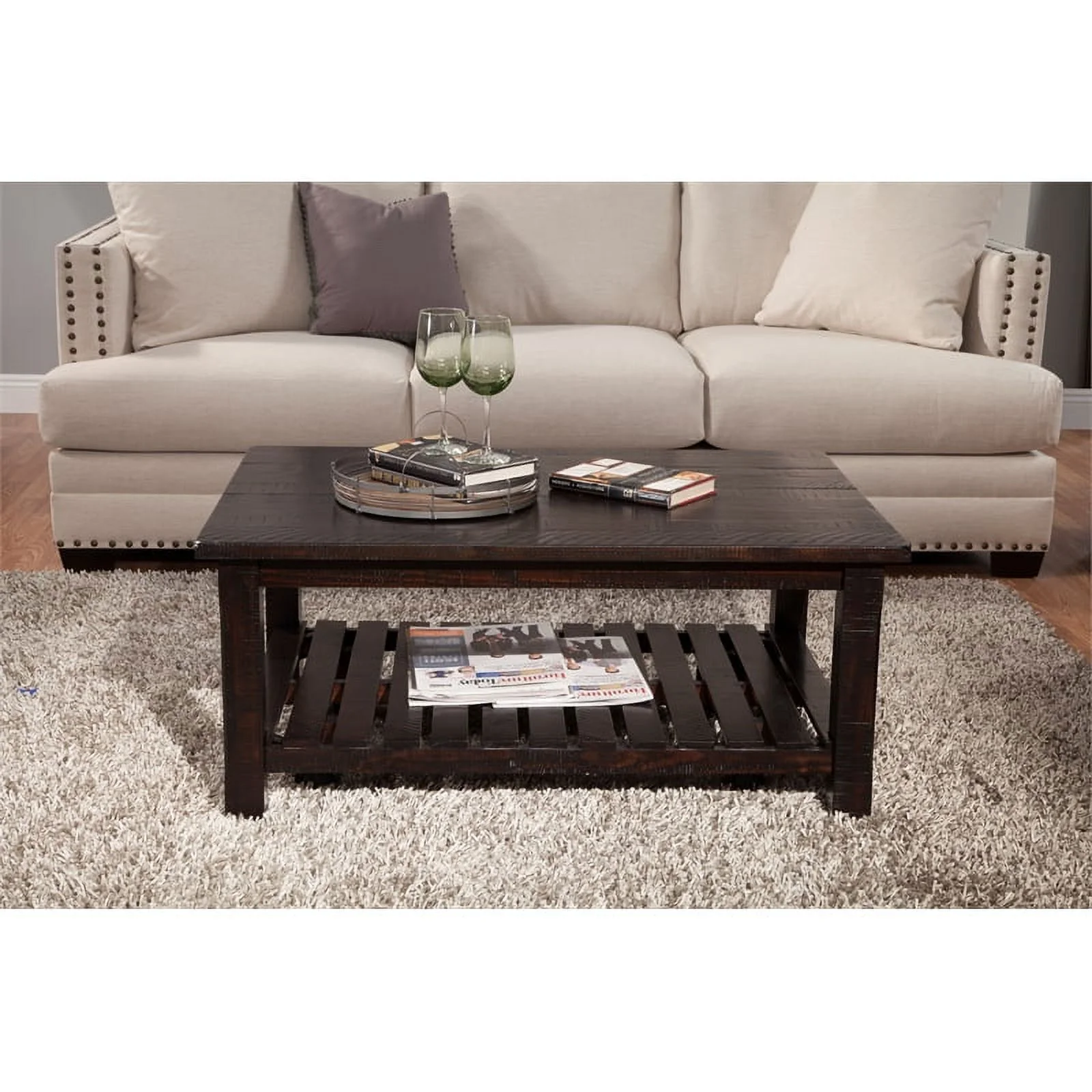 Home Square 2-Piece Set with Coffee Table & End Table in Espresso