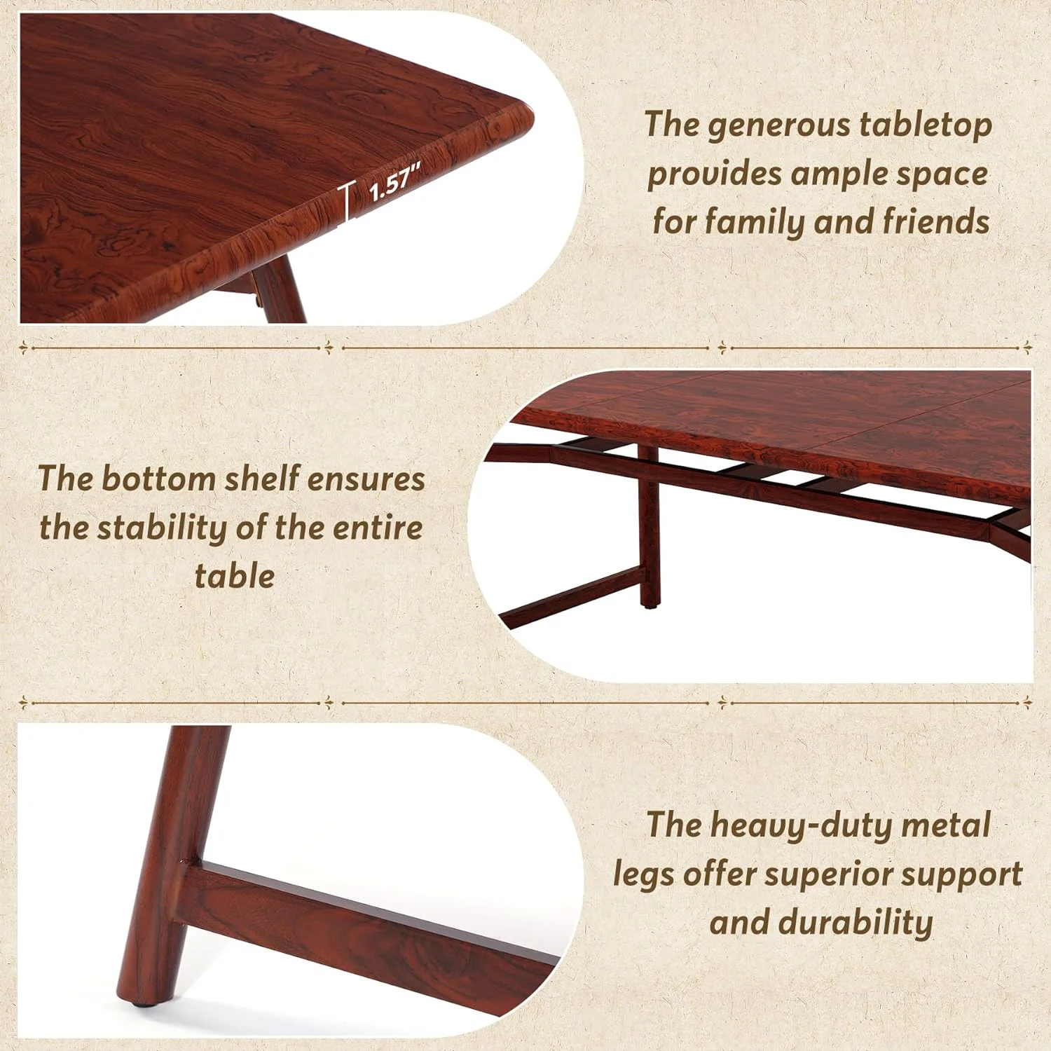 Tribesigns 63-Inch Large Executive Computer Desk, Classic Cherry Red, Easy Assembly