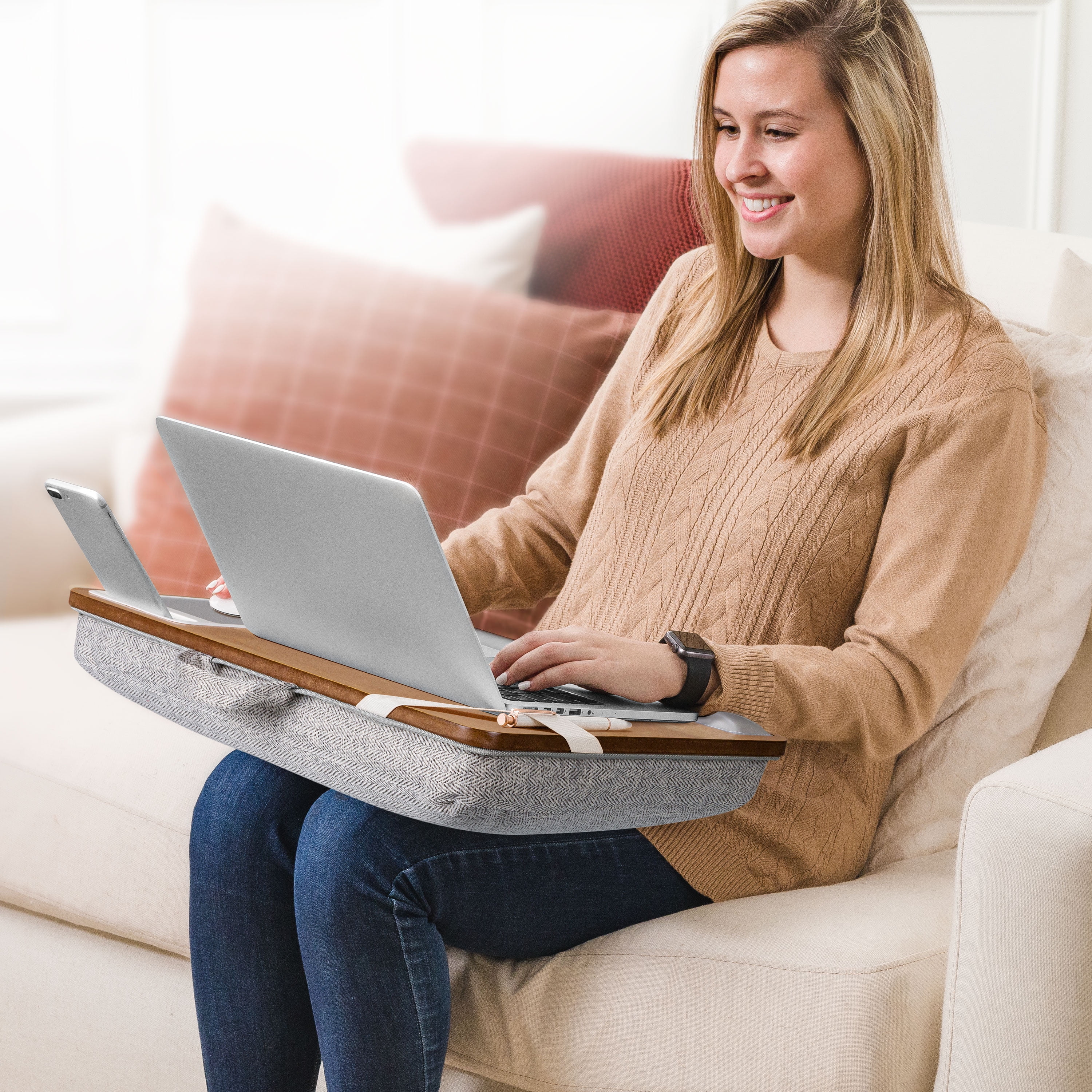 Rossie Home Premium Acacia Wood Lap Desk, Golden Saddle