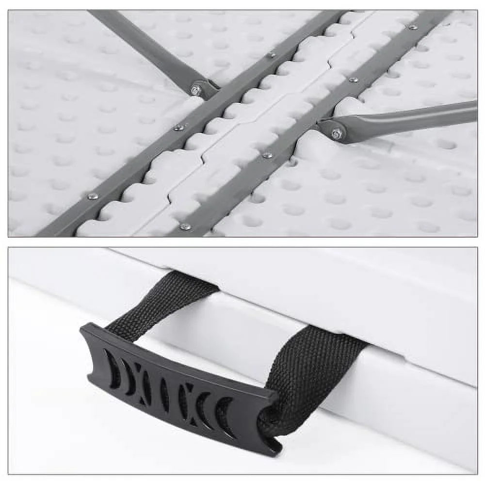 Magshion Plastic Folding Table 6ft Indoor Outdoor Rectangle Heavy Duty Foldable Table with Handle for Parties Backyard Events White