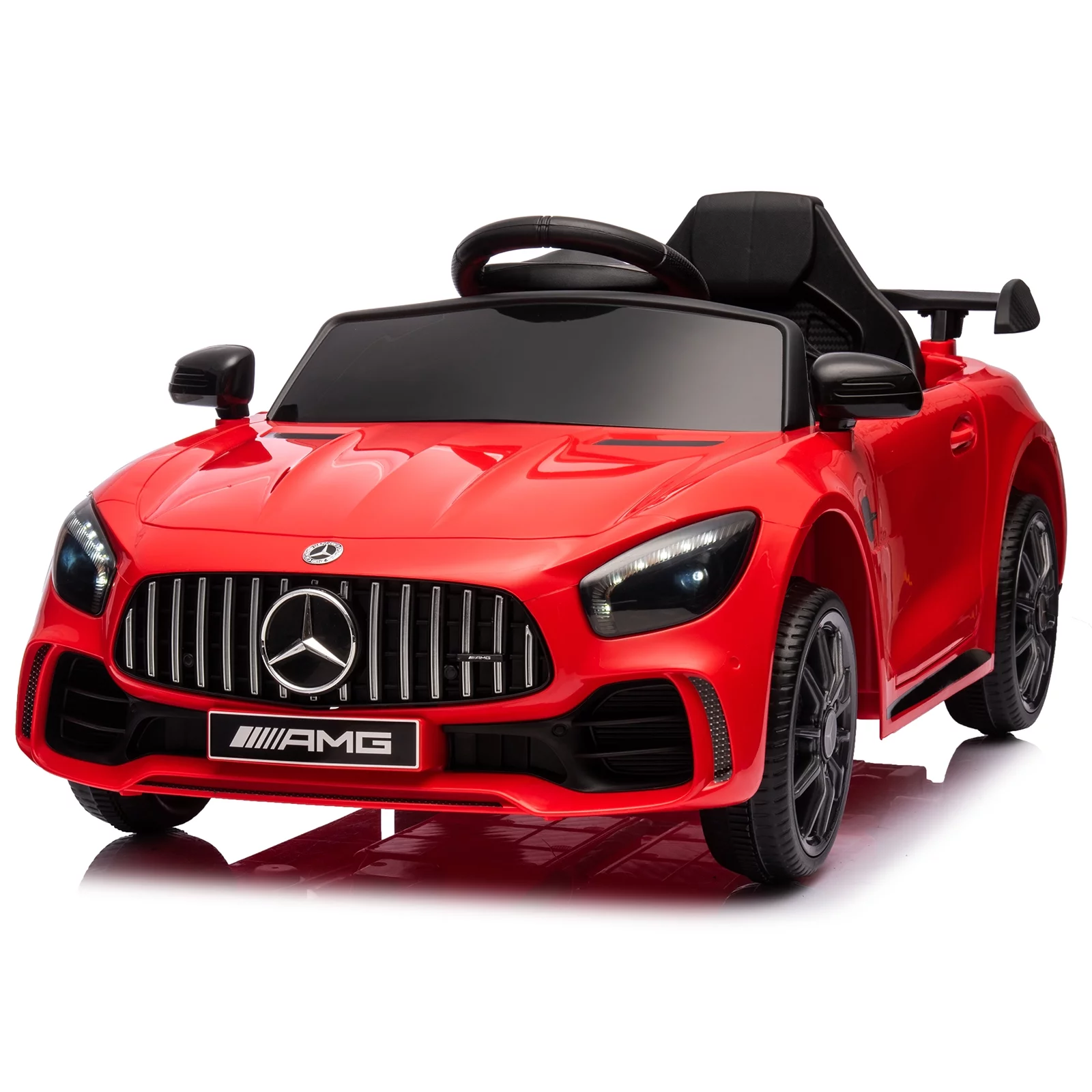 GoDecor Kids 12V Licensed Mercedes-Benz Ride On Car Powered with Remote Control LED Lights, Red