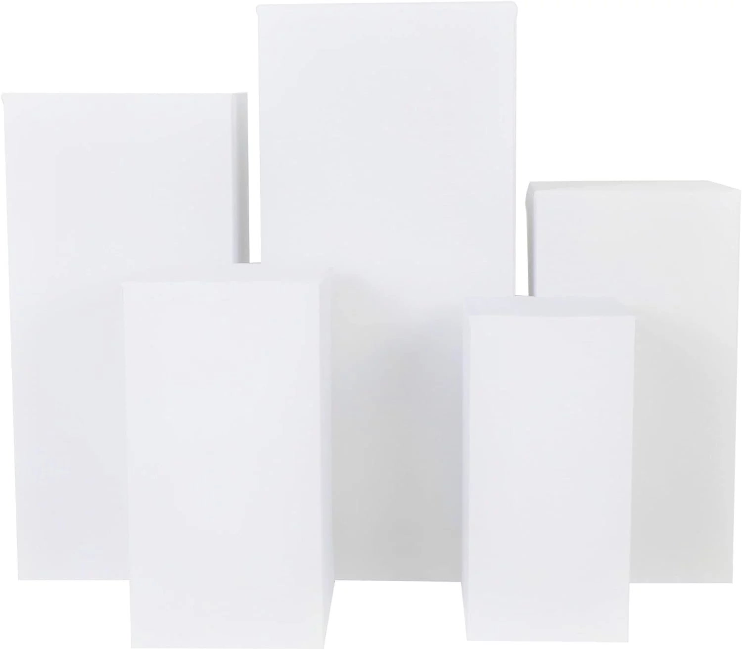 Square Pillar Pedestal Stands Covers Spandex 5 Pcs/Set(COVERS ) - White For Wedding, Party, Table Decor, Photo Backdrop, Floral Arrangement
