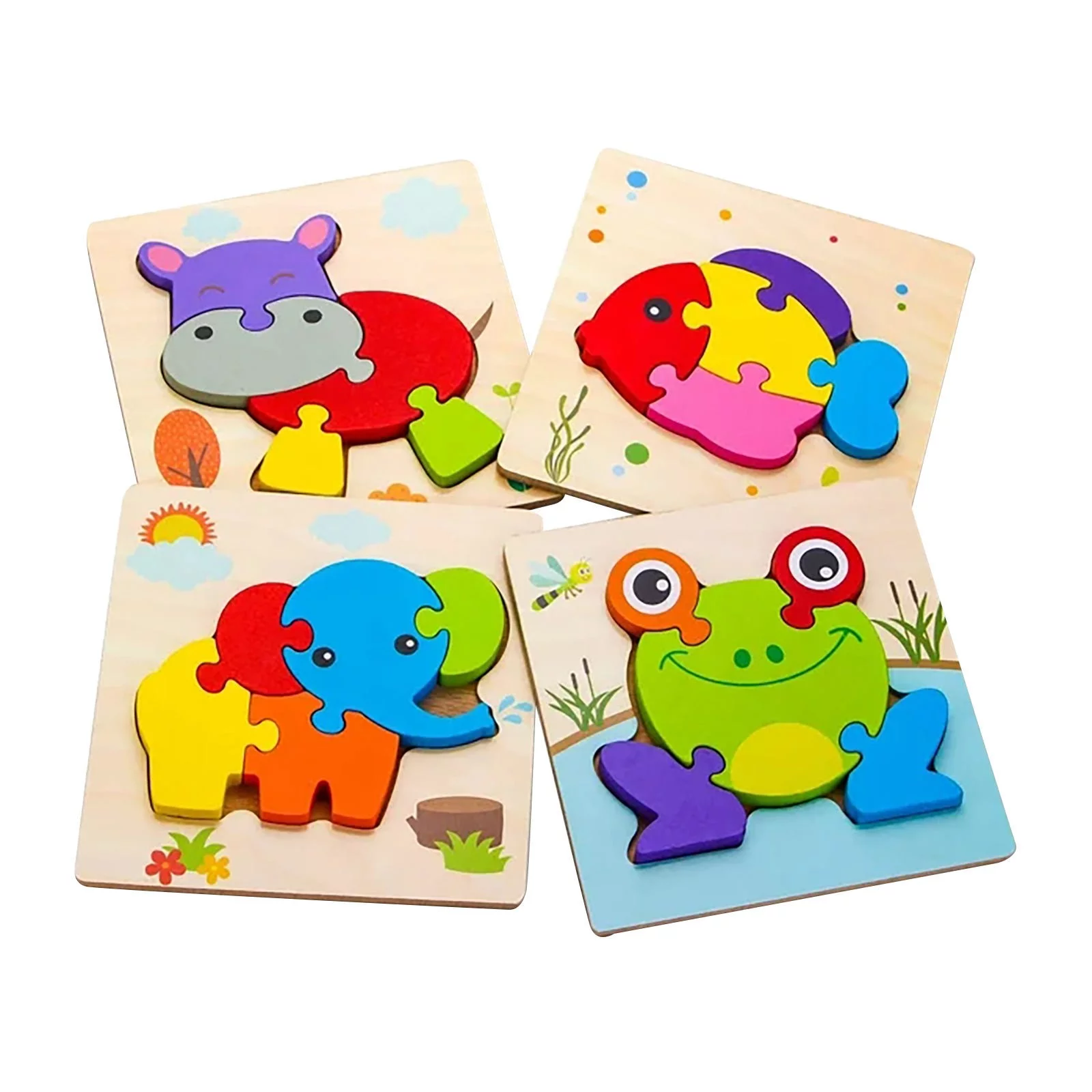 BOLUOYI Summer Toys for Toddlers 1-3 Boys 4Th of July Party Thickened Wooden 3D Puzzle for Children's Puzzle Early Childhood Educationand Toy Animal Puzzle Board