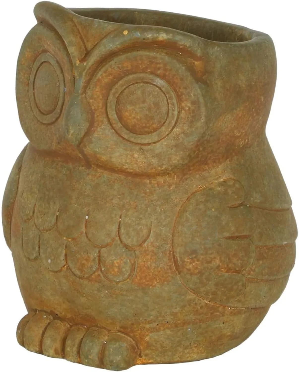 Cement Buddies Indoor Outdoor Planter With Drainage Hole, Owl, Large, Rust Brown, 5.5In