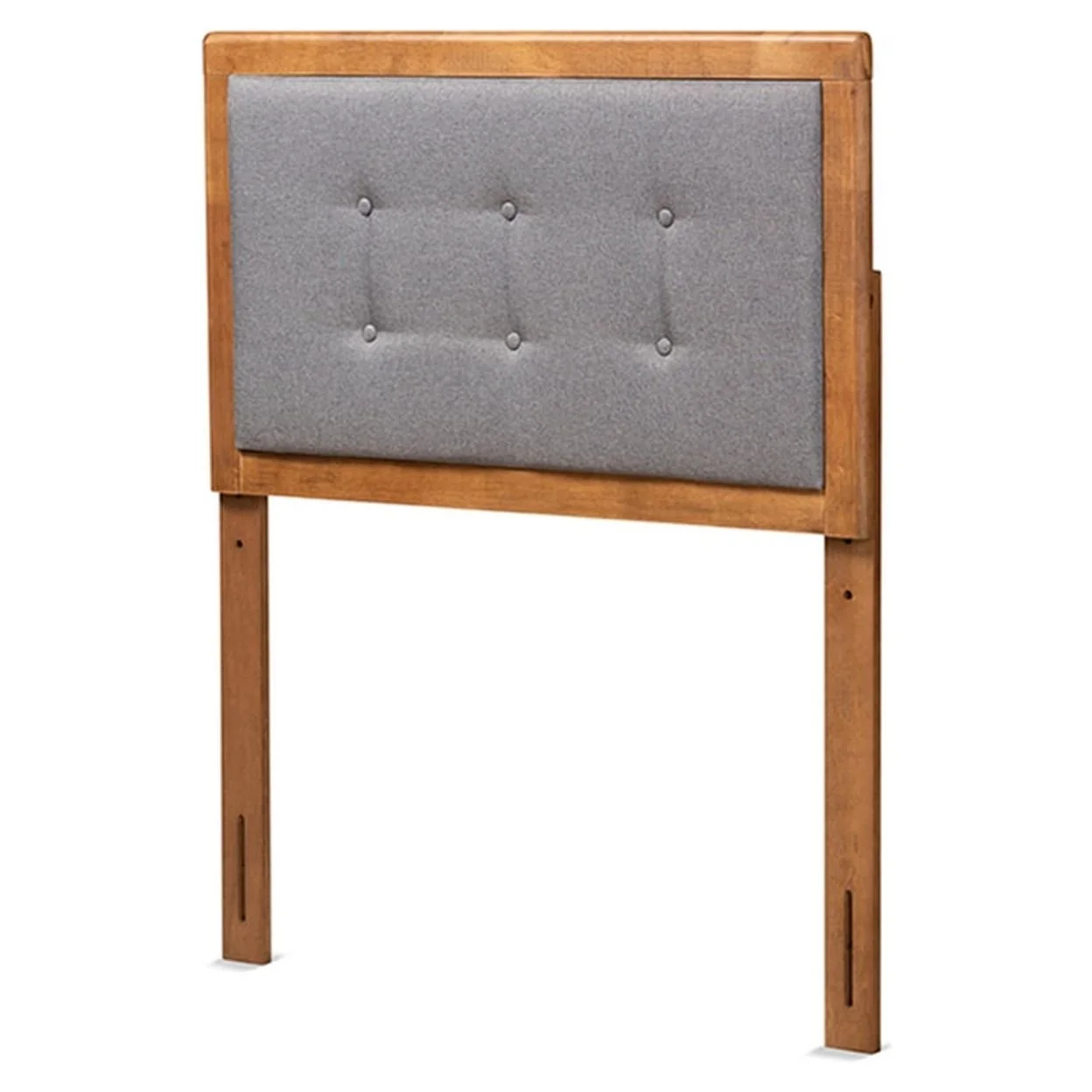 Modern Dark Grey Fabric Upholstered and Walnut Brown Finished Wood Twin Size Headboard, Dark Grey, Walnut