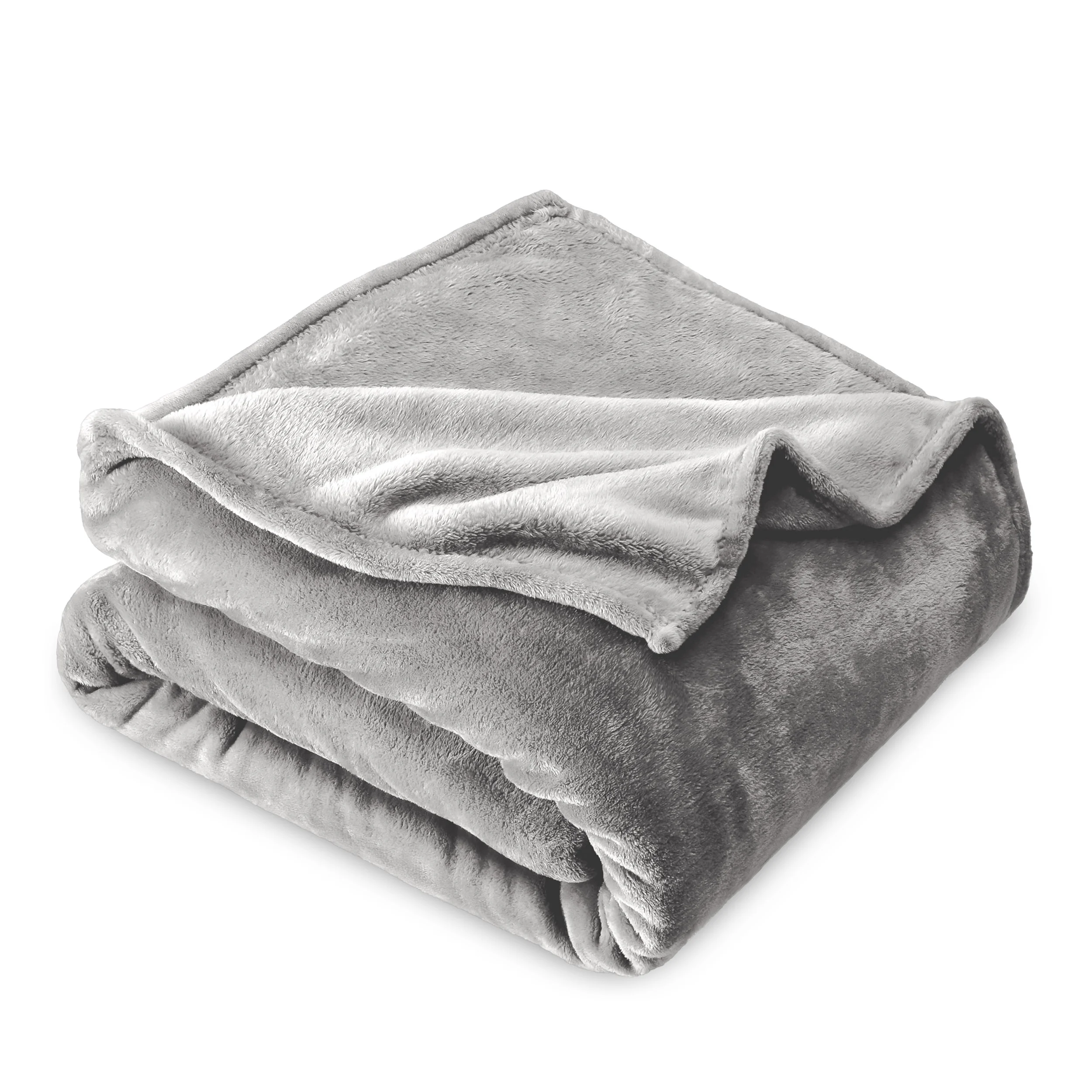Bare Home Microplush Fleece Blanket - 300 GSM - Fuzzy Microfleece - Soft & Plush - Full/Queen, Light Gray
