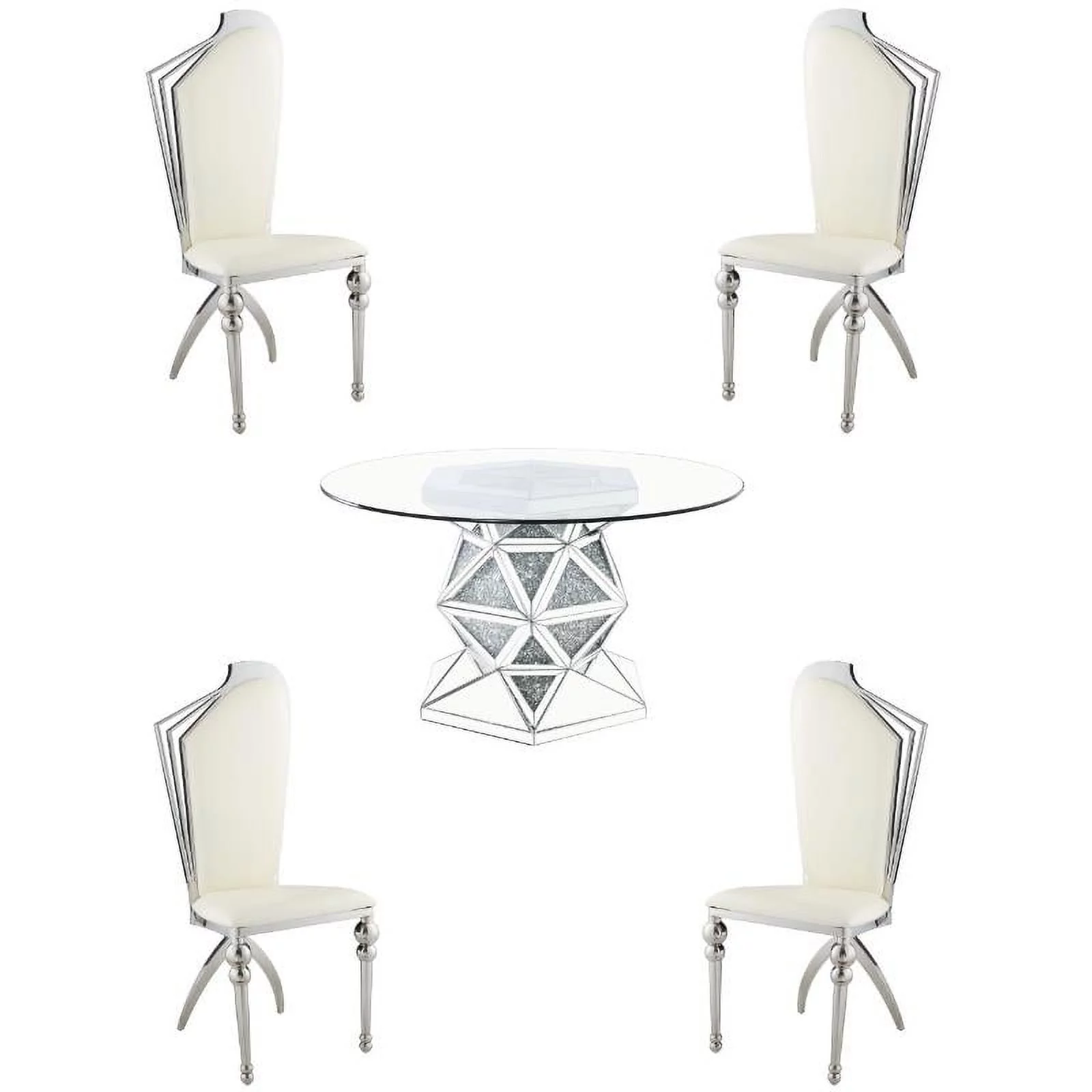 Home Square 5-Piece Set with Dining Table & 4 Side Chairs in Beige