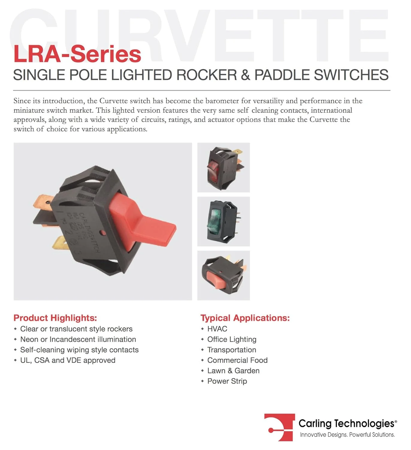 2X LRA911-RS-B/120N Lighted Rocker Switch,SPST,3 Connection