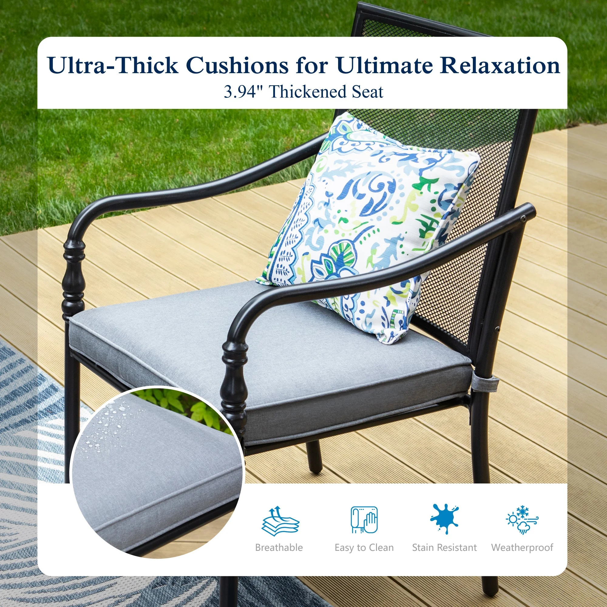 Sophia & William Metal Mesh Patio Dining Chairs with Cushions - Set of 8