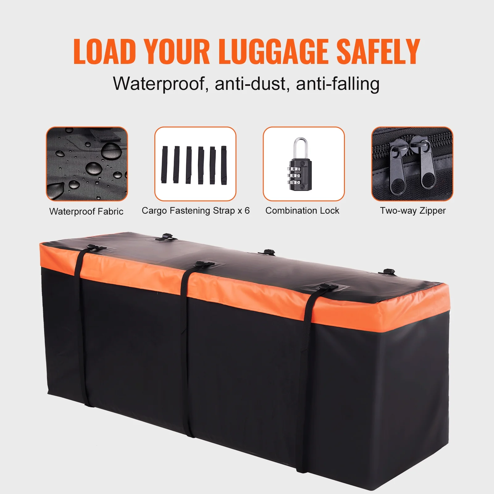 SKYSHALO Hitch Mount Cargo Carrier 500lb & Cargo Bag 60x24x6in Fits 2