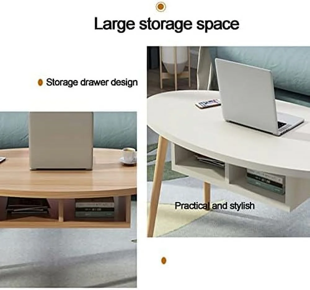 CGFHYP End Table  Sofa Table Oval Coffee Table Modern Coffee Tablesimple Industrial Modern Center Table Blue 2