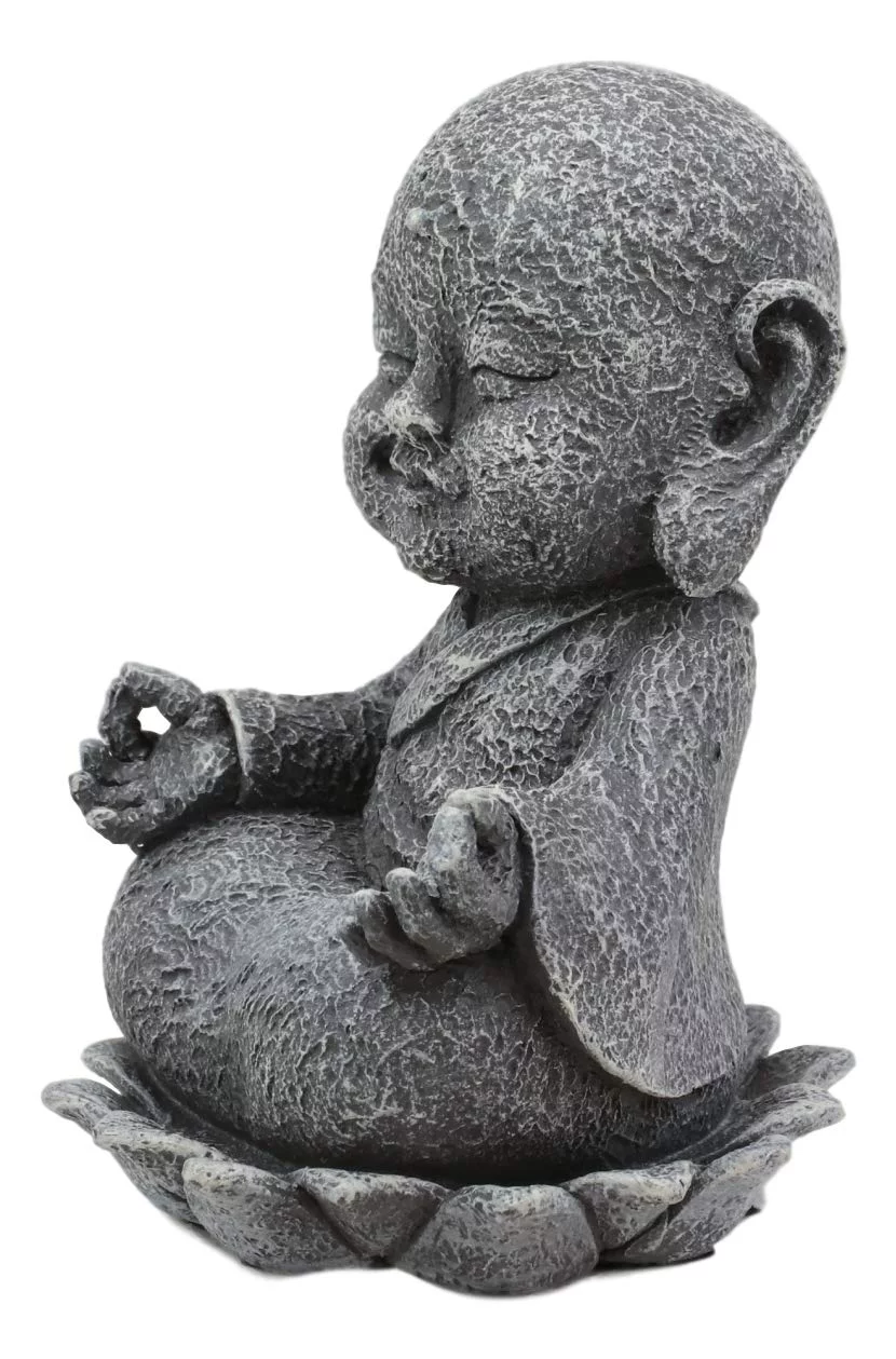 Ebros Zen Meditating Japanese Jizo Monk With Om Hand On Lotus Statue 4