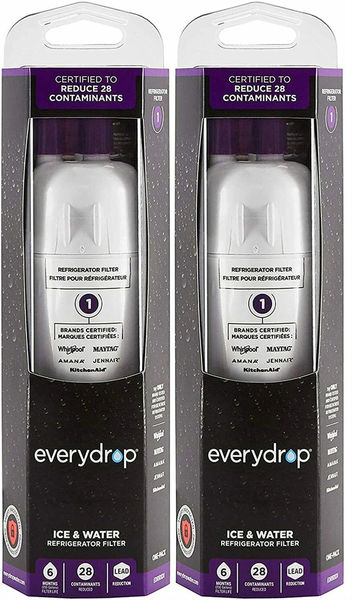EDR1RXD1 Water Filter Replacement 1 Compatible with W10295370A W10295370 EDRIRXD1B 9081 46-9081 469081 46-9930 469930 9930 P5WB2L P8RFWB2L P8WB2L P4RFWB P5WB12NL EDRD101G1W, 2Pack