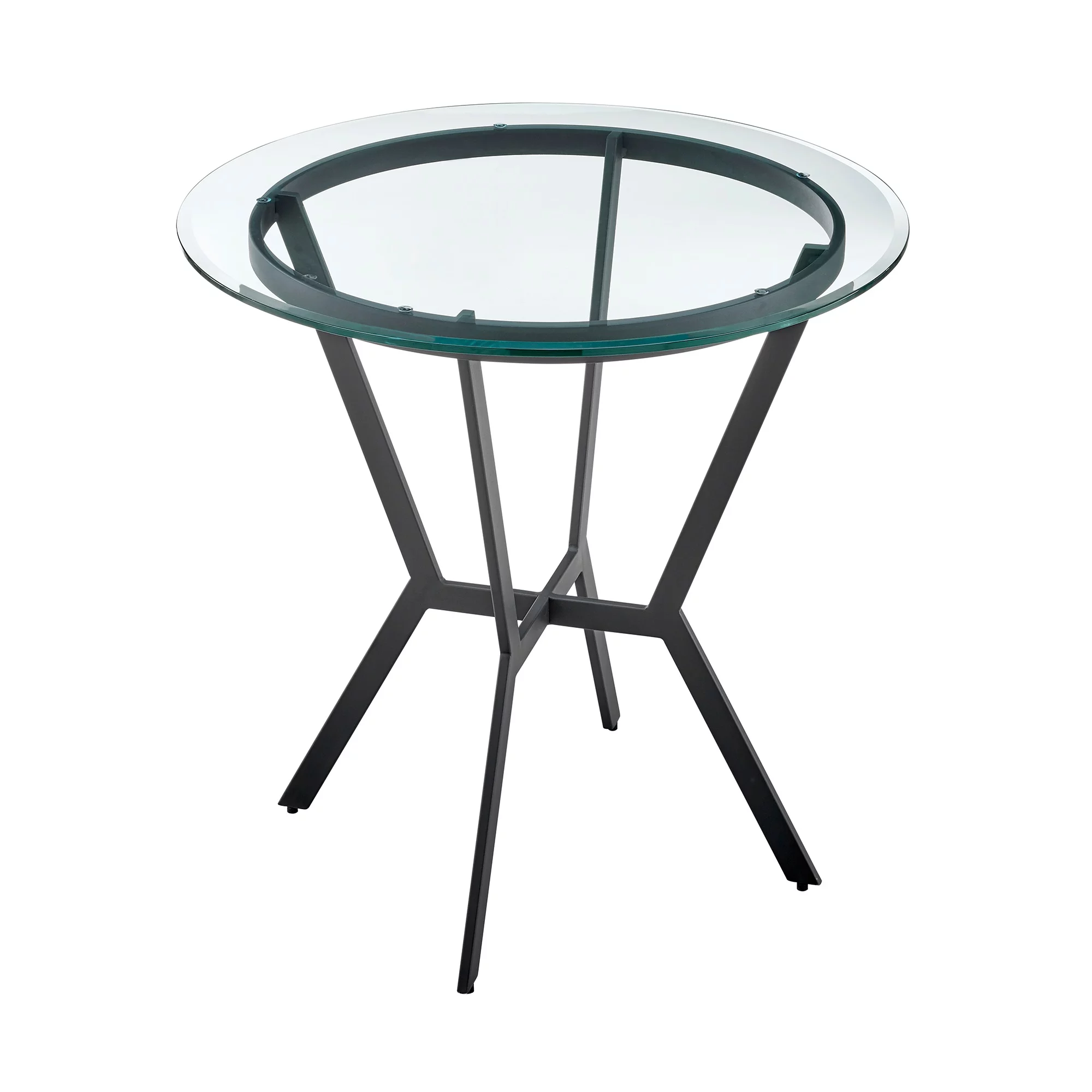 Armen Living Naomi and Chelsea 4-Piece Counter Height Dining Set in Black Metal and Grey Faux Leather