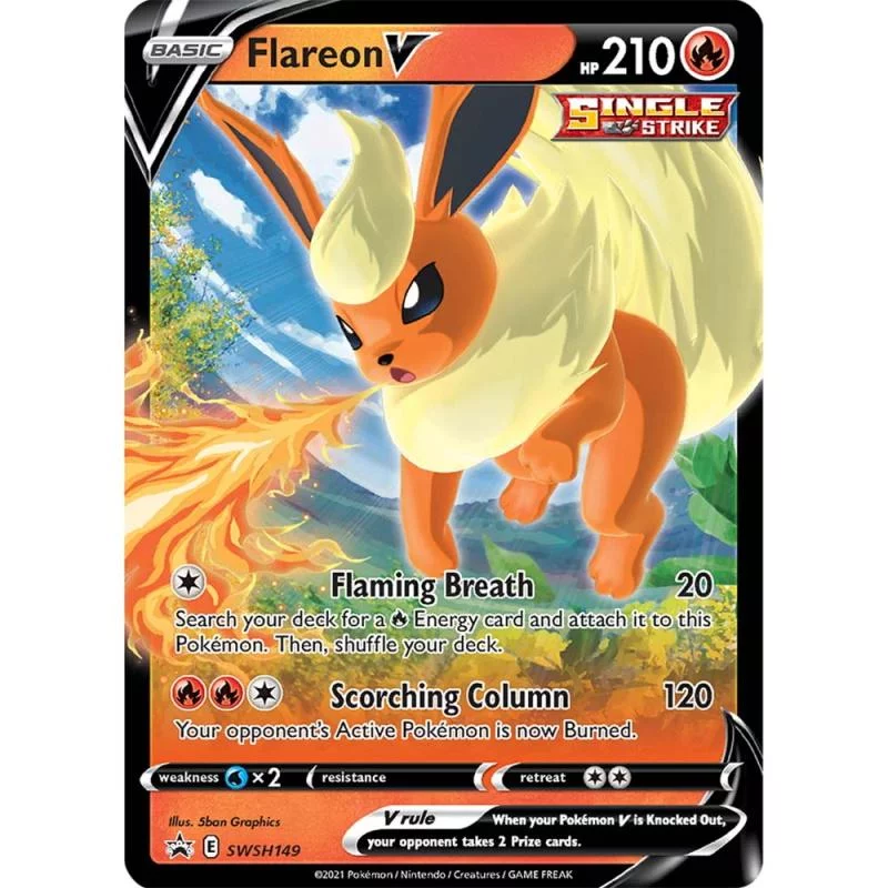 Pokemon TCG: Eevee Evolutions Tin Featuring Flareon V [Card Game, 2 Players]
