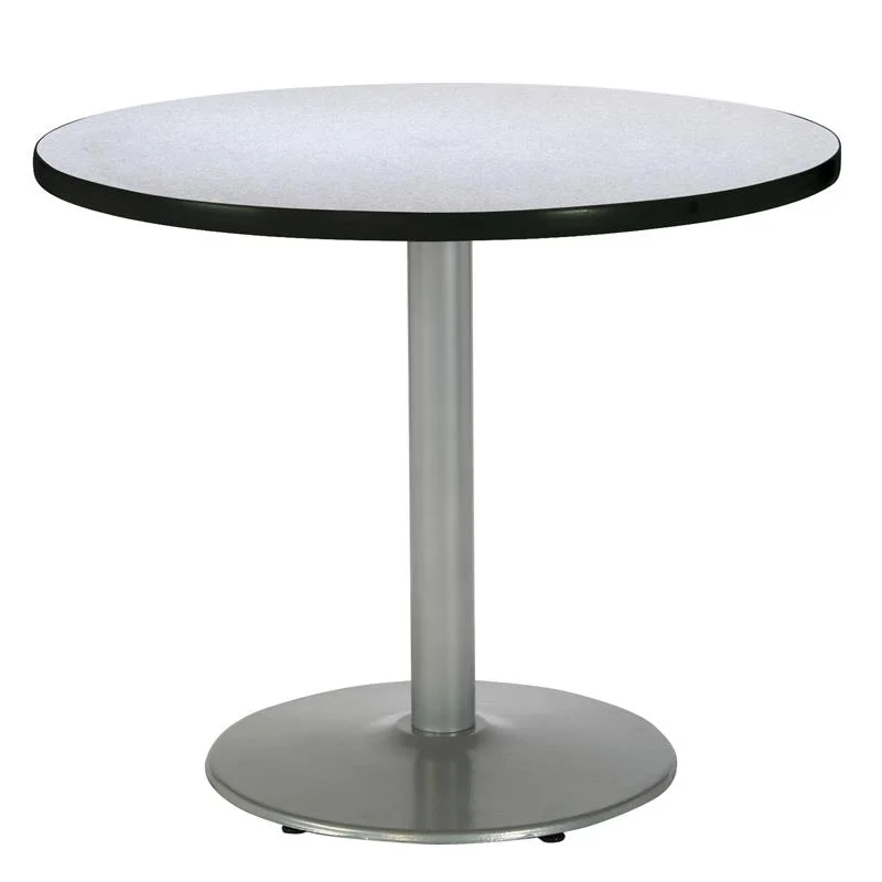 Pemberly Row Gray Nebula 36im Breakroom Table with Round Silver Base