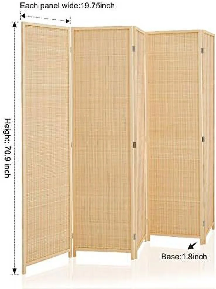 JYHOME Room Divider Privacy Screen with Natural  4-Panel 5-Panel 6-Panel Folding Privacy Screens Freestanding Room Divider