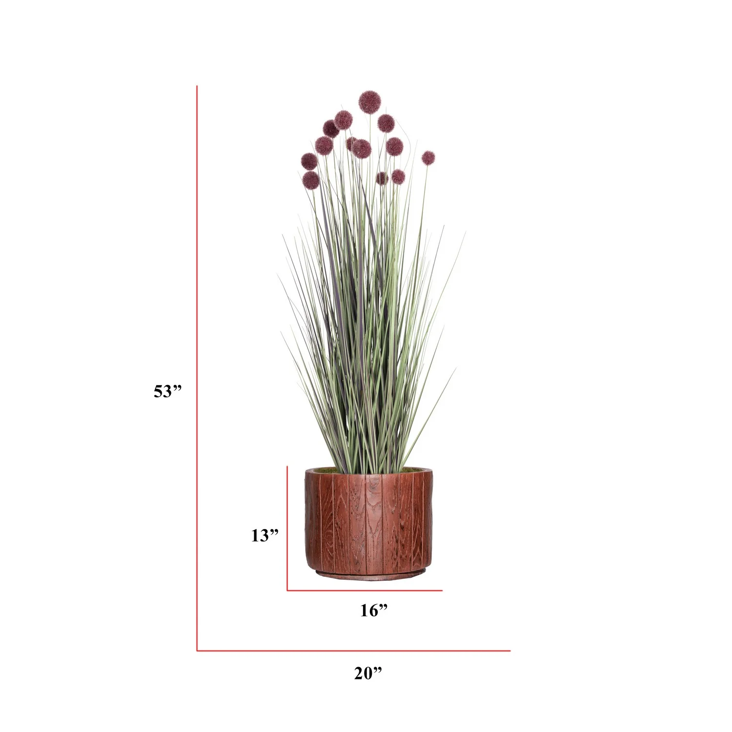 Artificial red Pampas Grass | 53” | Tall faux grass in planter| Home Decor By Vintage Home