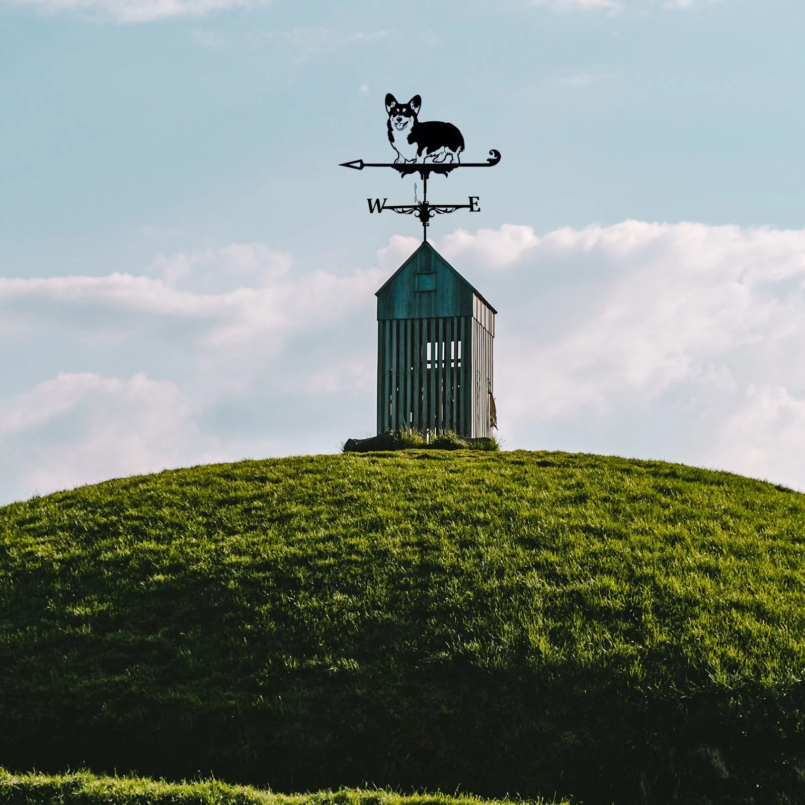 Garden Stake WeatherVane,Metal Iron Art Decor Outdoor Lawns Patio Corgi Goblin Statue Metal Frame with Headboard Universal Bed Frames Desk Statue Kids with Solar Fireflies Garden Statues Light up Bed