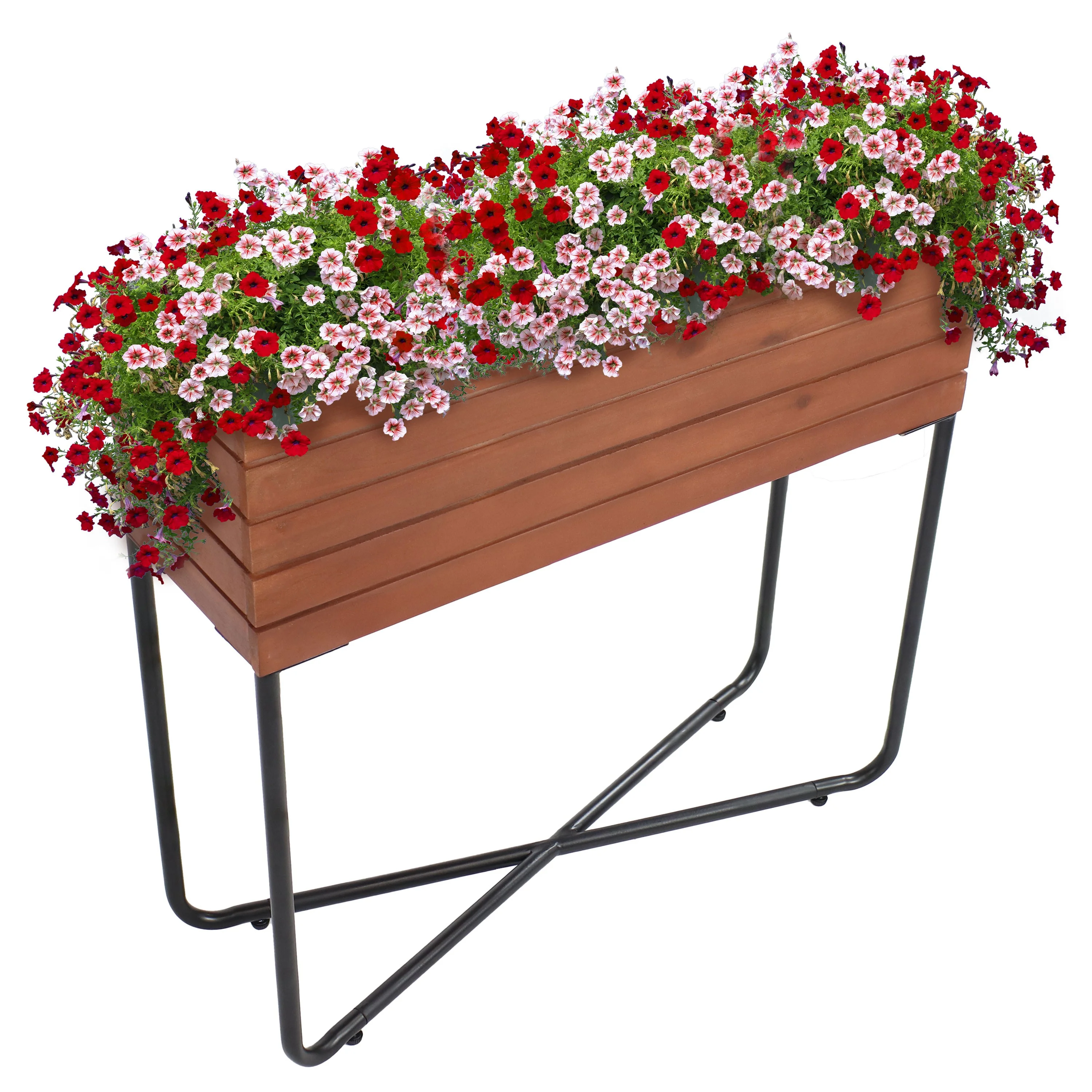 Sunnydaze Slatted Acacia Wood Raised Garden Bed with Legs with Oil-Stained Finish - 23.5