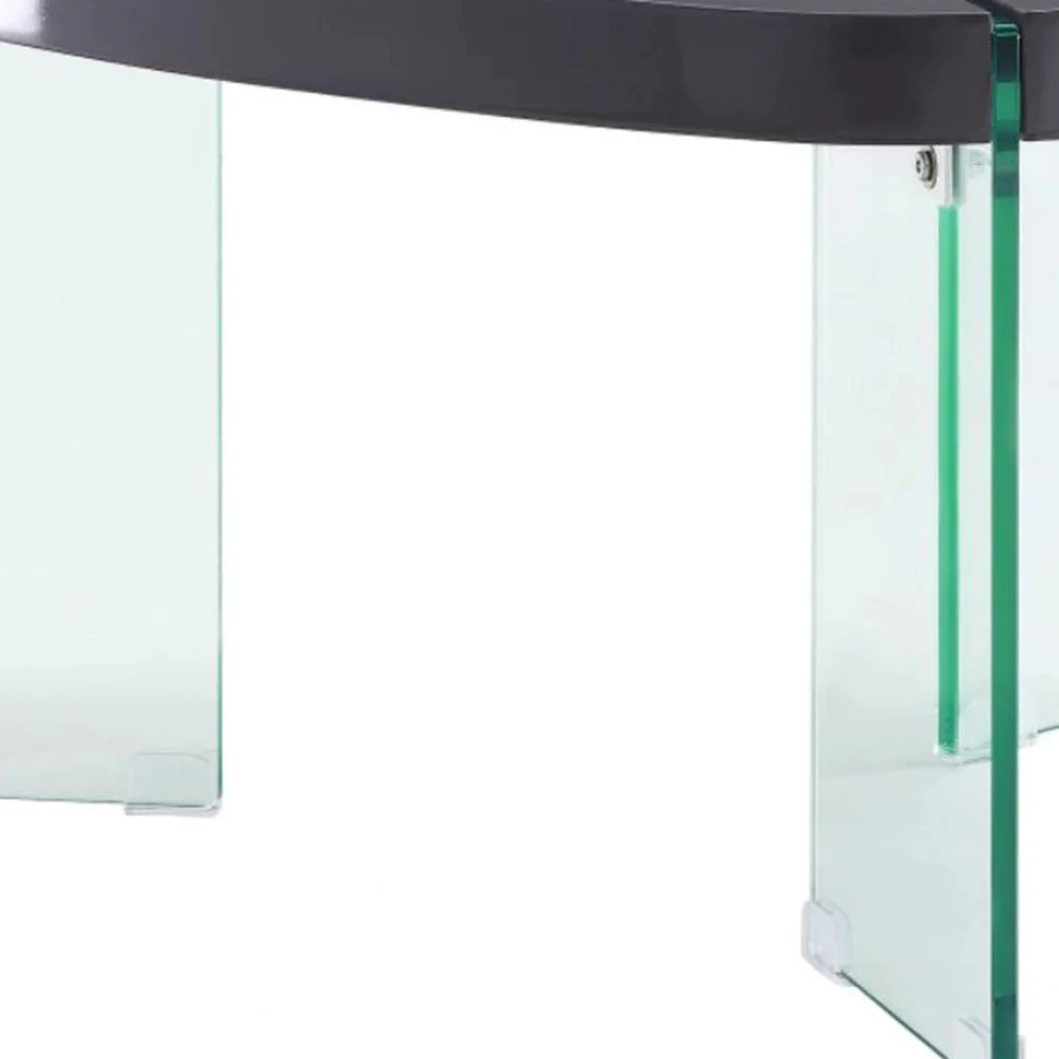 HomeRoots 490749 18 x 31 x 30 in. Clear Glass & Gray High Gloss Wood Triangle Coffee Table