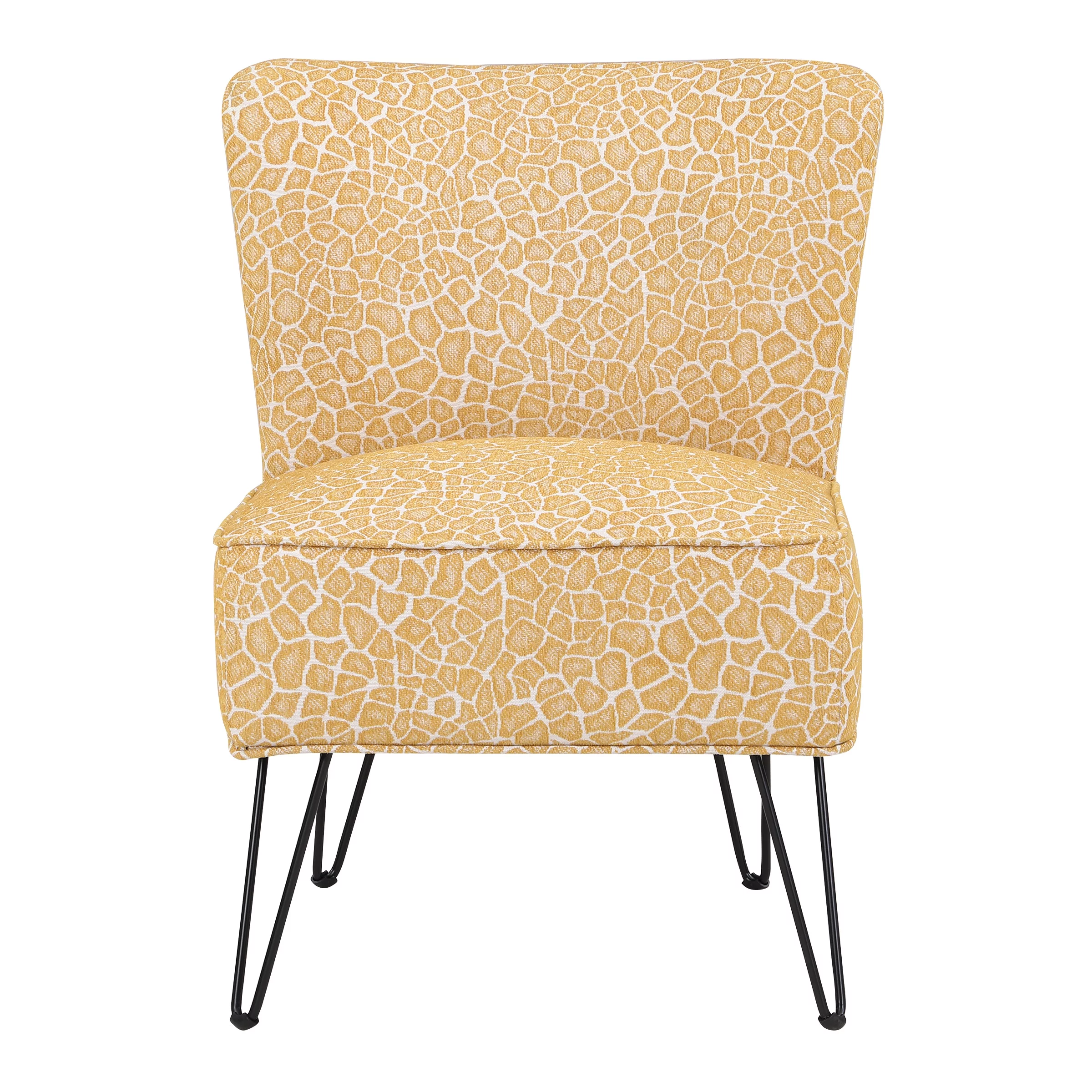 OSP Home Furnishings Alea Accent Chair in Cream Navy Speck Fabric with Black Legs