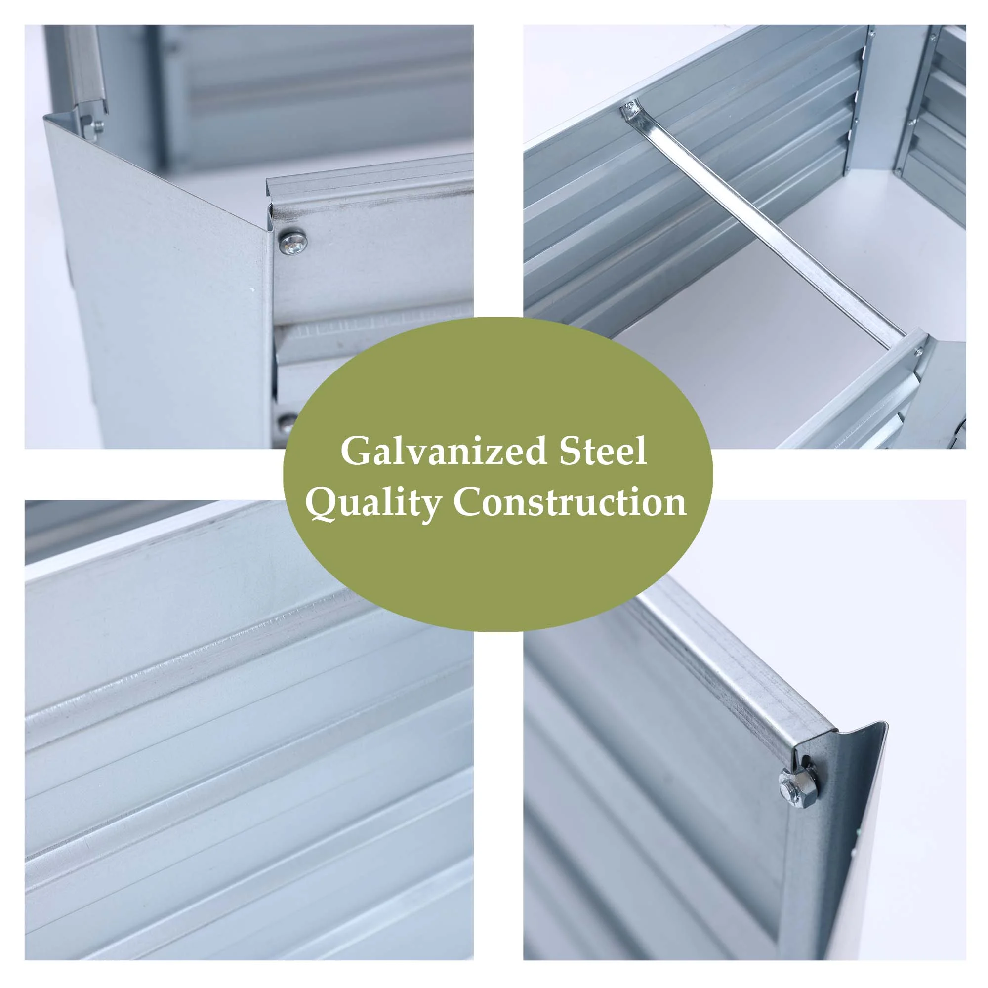 LuxenHome L-Shaped Galvanized Raised Garden Bed