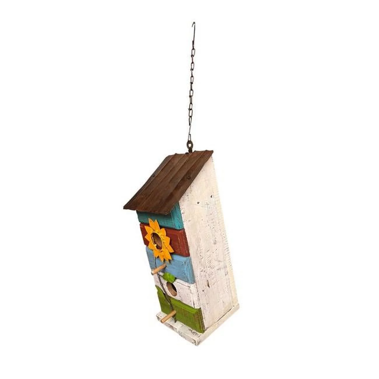 Rustic Arrow 120430 Hanging Wood Birdhouse with Metal Roof