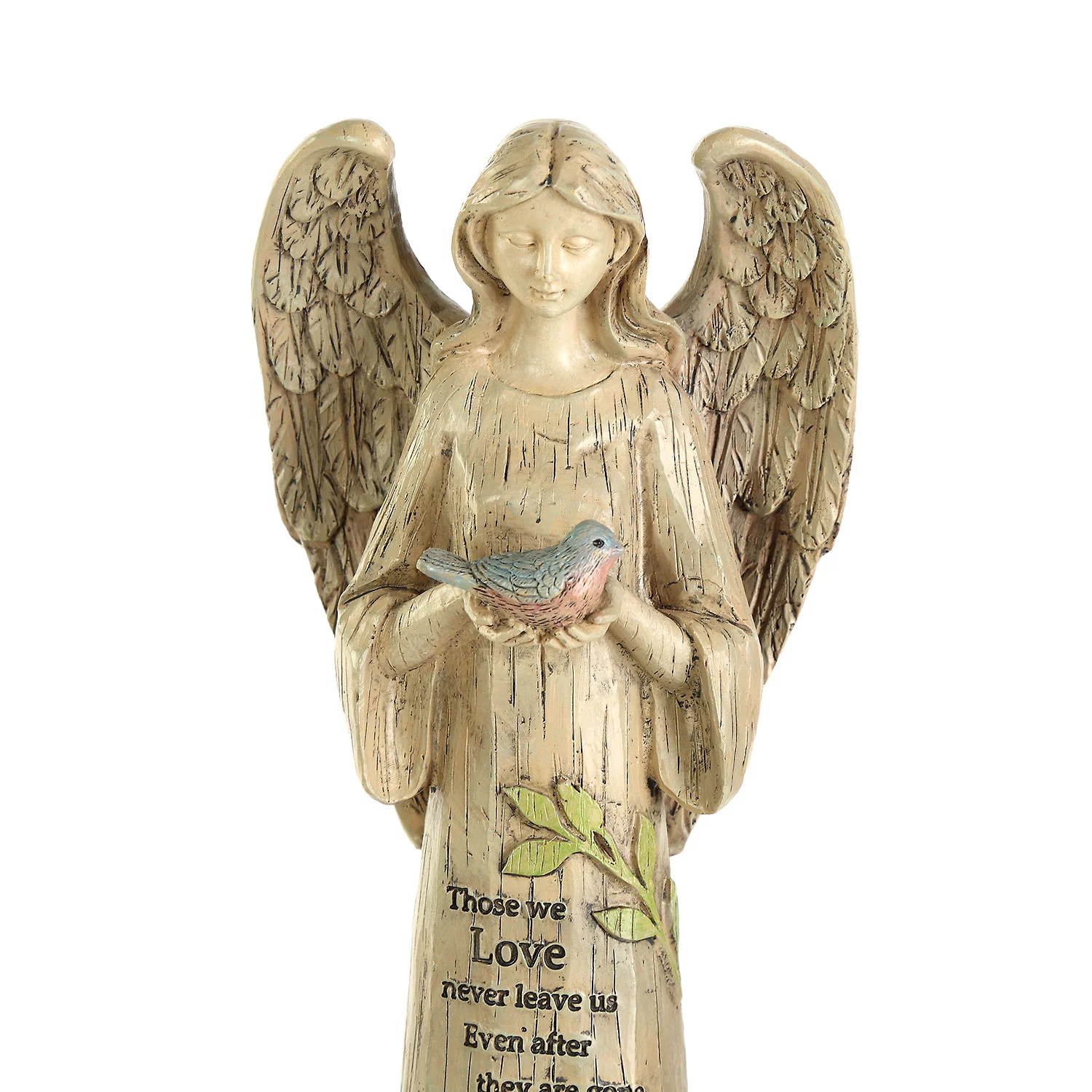 Resin Garden Statue Standing Angel with Bird Garden Statuary for Outdoor Garden Decor
