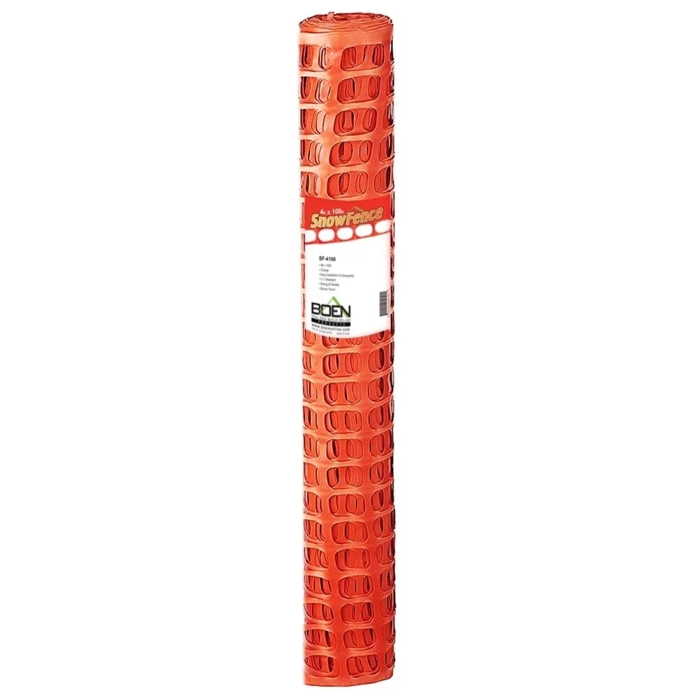 Boen 4' x 100' Orange Safety Snow Fence - O-Ring