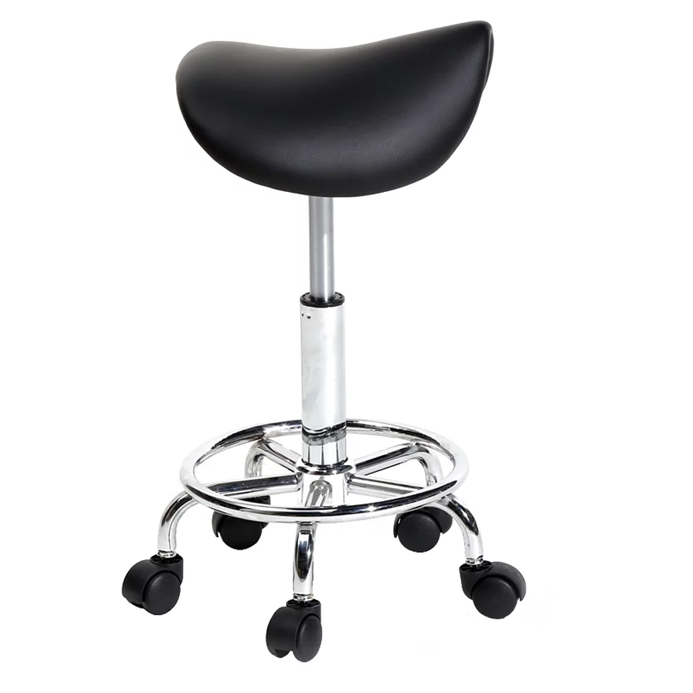 Winado Saddle Salon Stool,Rolling Ergonomic Swivel Chair,Bar Stool,Adjustable Hydraulic Stool with Wheels for Dental Office Massage Clinic Spa Salon,Black