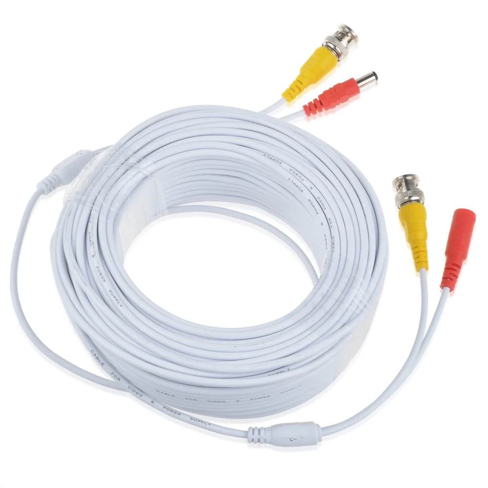 PwrON 150ft White BNC Cable Cord Lead Replacement for Night Owl 8 Channel DVR 1 TB HDD 4 5MP HD Bullet Camera