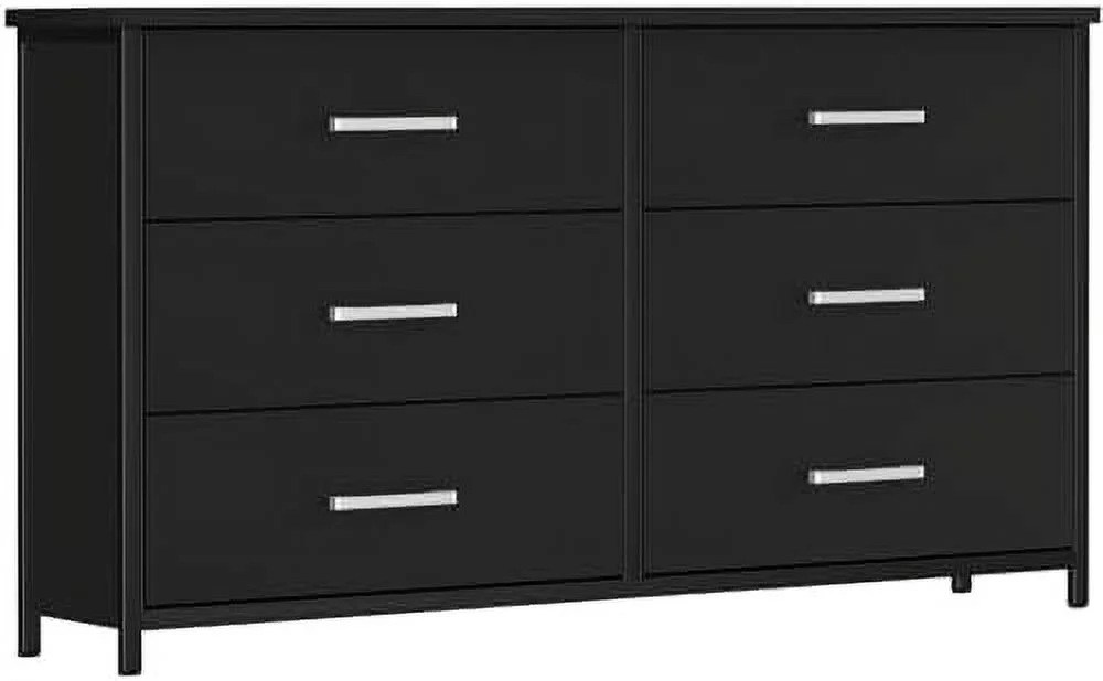 ZWNLKQG 6 Drawer Double Dresser  Industrial Wood Dresser for Bedroom   Cabinet with Sturdy Steel Frame