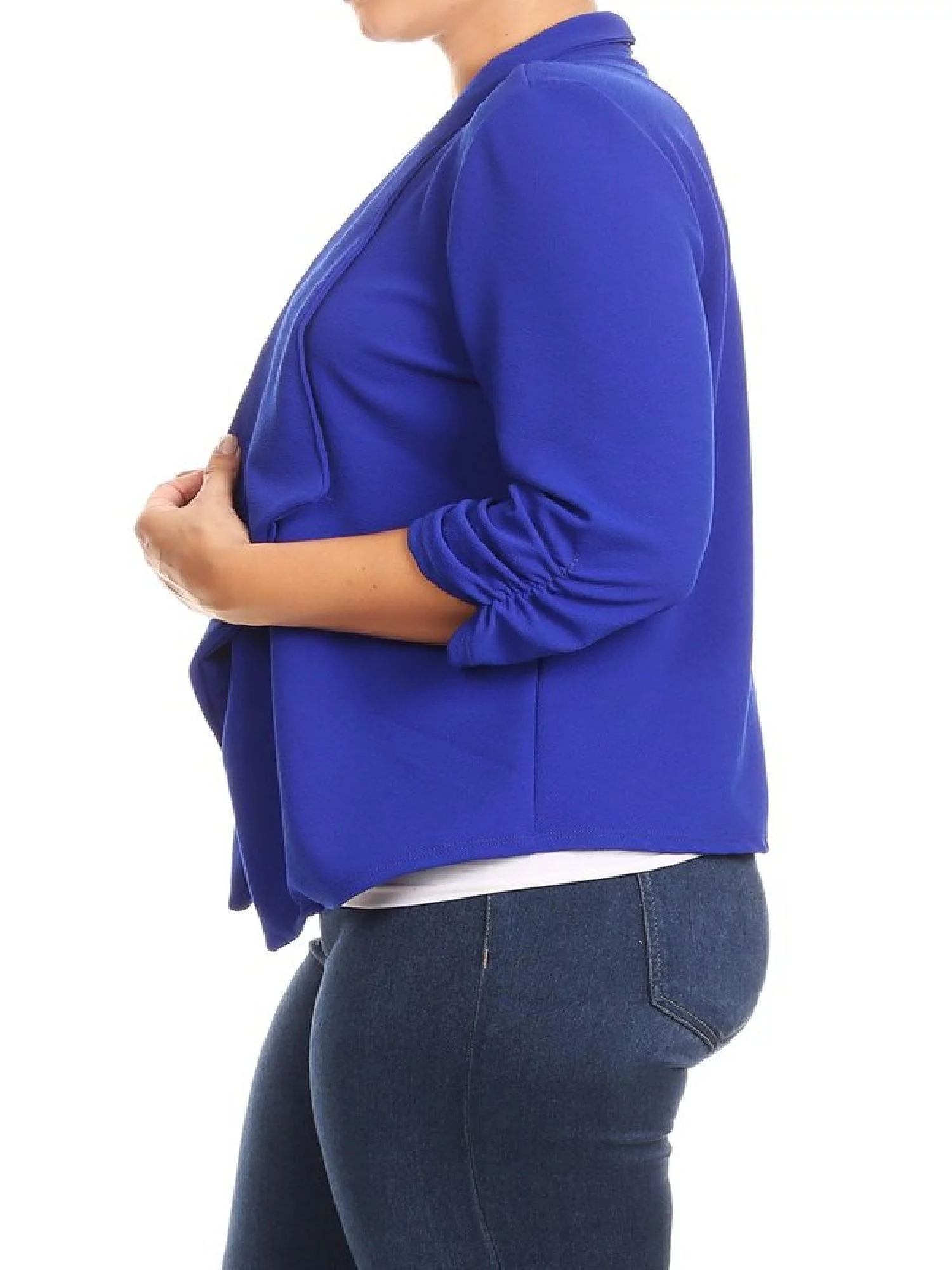 Women's Plus Size Casual 3/4 Sleeve Office Work Blazer Jacket