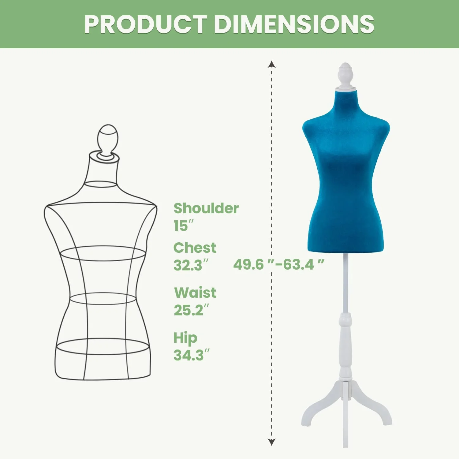 YRLLENSDAN Mannequin Body Torso Female, 49.6-63.6 inch Height Adjustable Sewing Mannequin Woman Foam Torso with Base Stand for Sewing Clothes Dress Form Display
