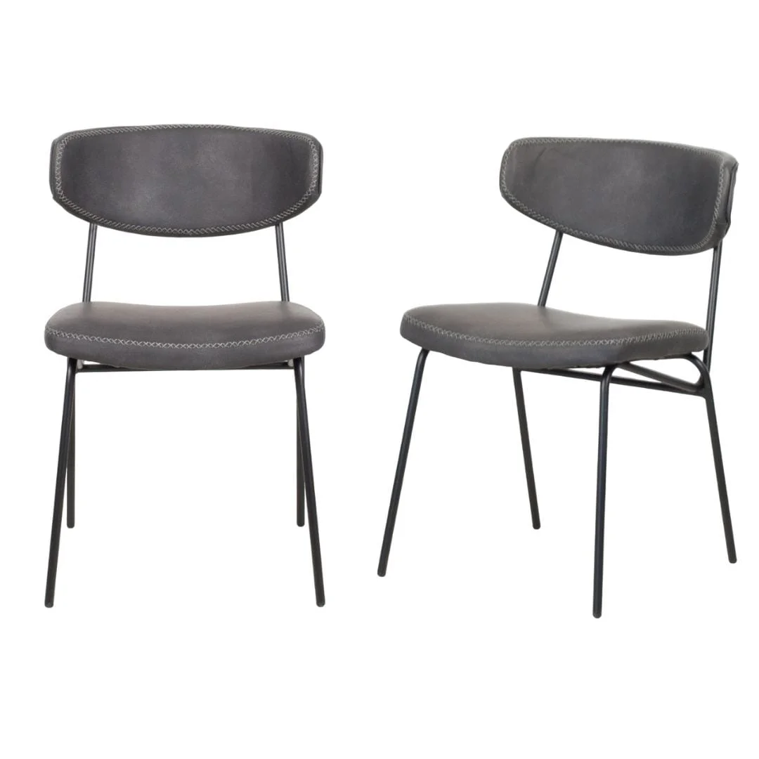 Elite Living (Set of 2) Ingrid Modern Faux Leather Dining Chair Brown