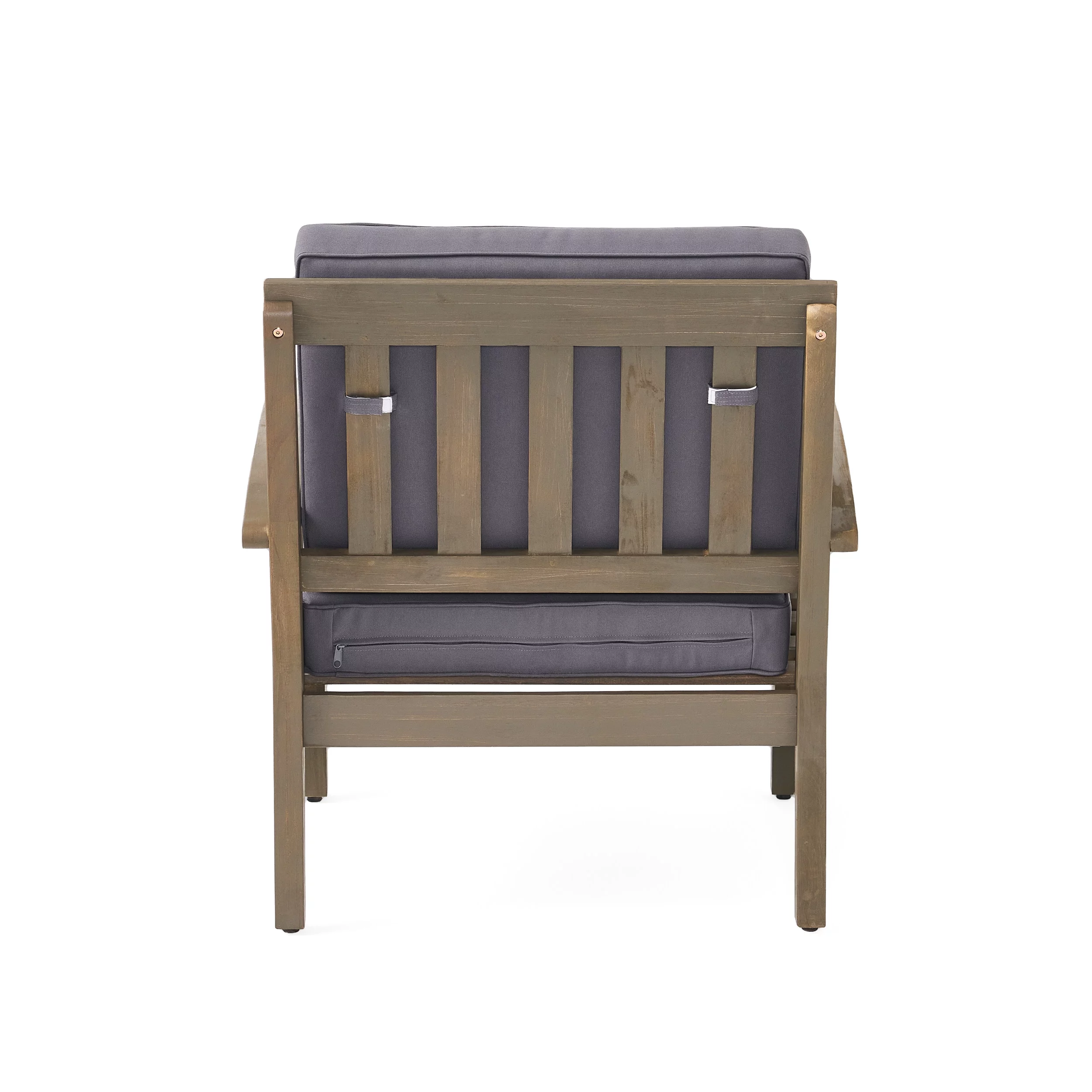 GDF Studio Keanu Outdoor Wooden Club Chairs (Set of 2), Gray