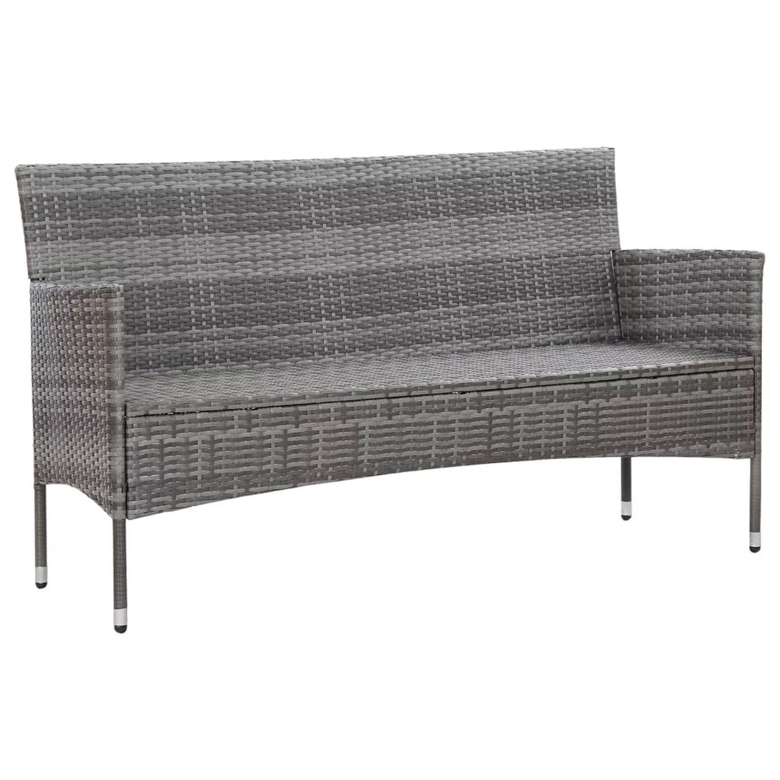 Suzicca 3-Seater Patio Sofa with Cushions Gray Poly Rattan