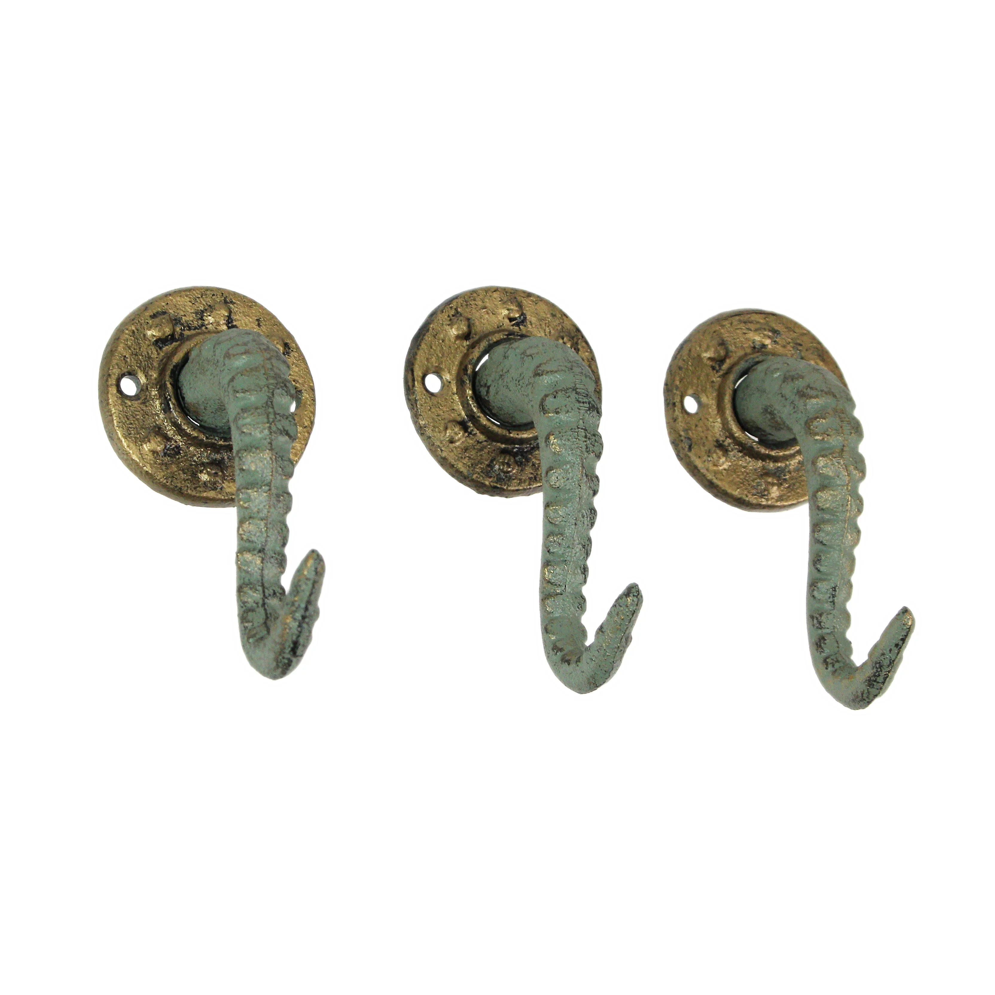 Zeckos Bronze Cast Iron Octopus Tentacle Wall Hook (Set of 3)