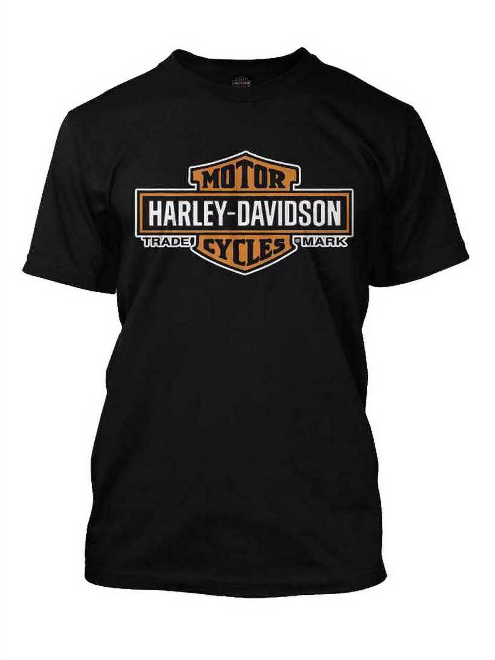 Harley-Davidson Men's Elongated Orange Bar & Shield Black T-Shirt (XL-Tall), Harley Davidson