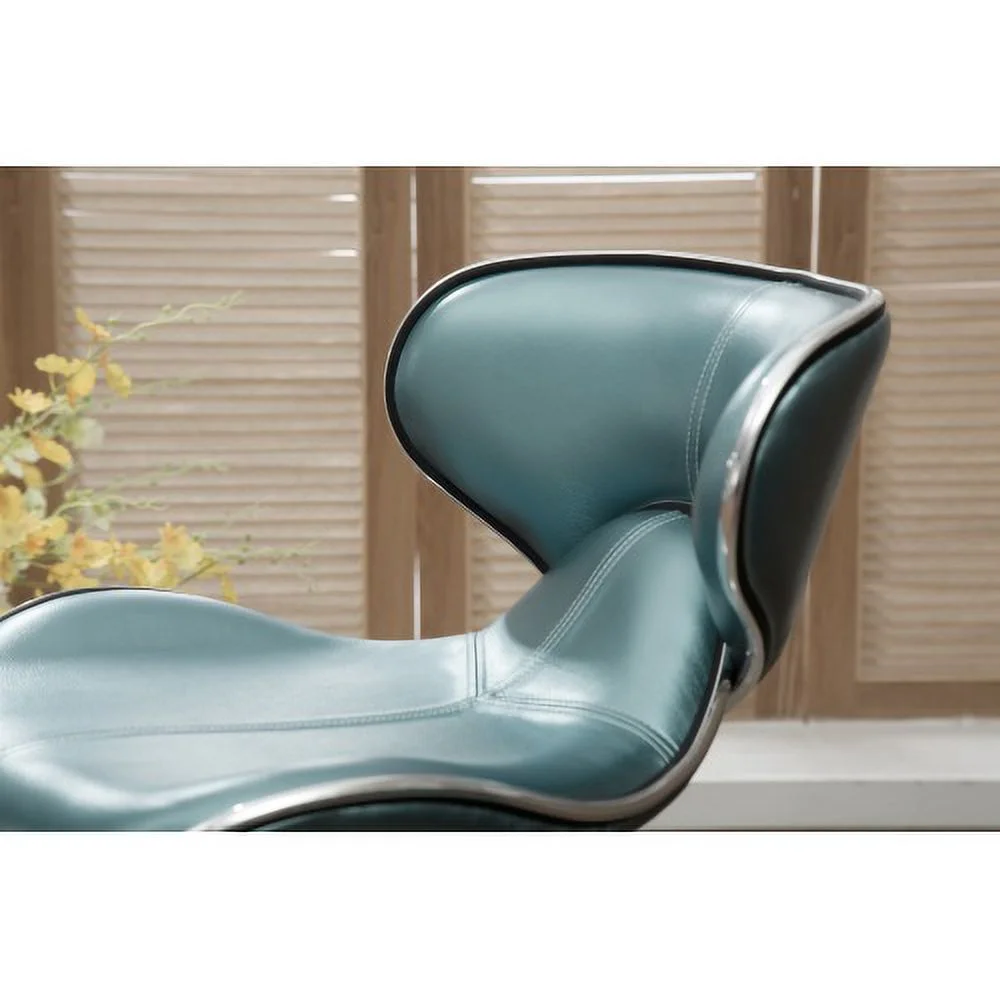 Masaccio Upholstery Airlift Adjustable Swivel Barstool with Chrome Base, Set of 2, Blue