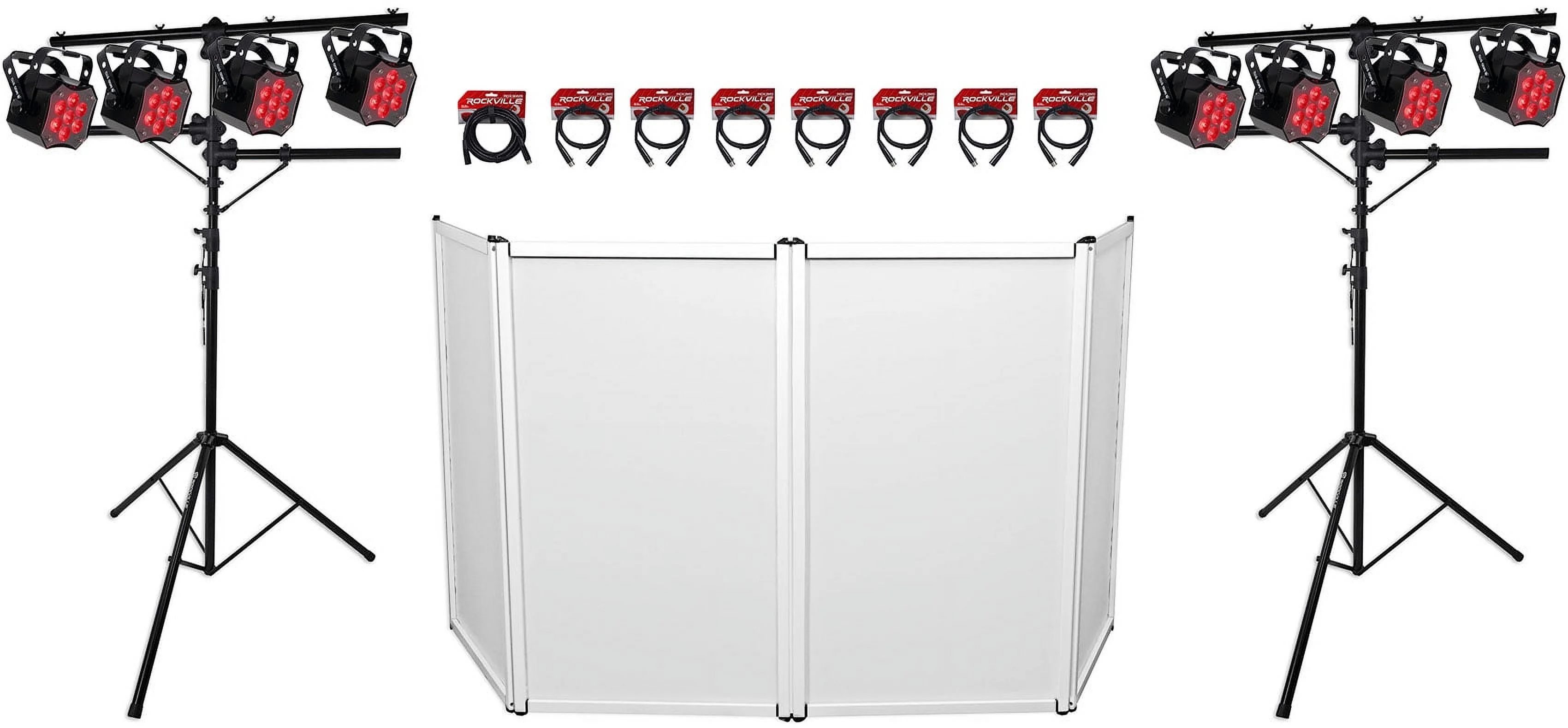 8) American DJ MOD STQ Compact DMX Par Wash Lights w/Remote+Facade+Stands+Cables