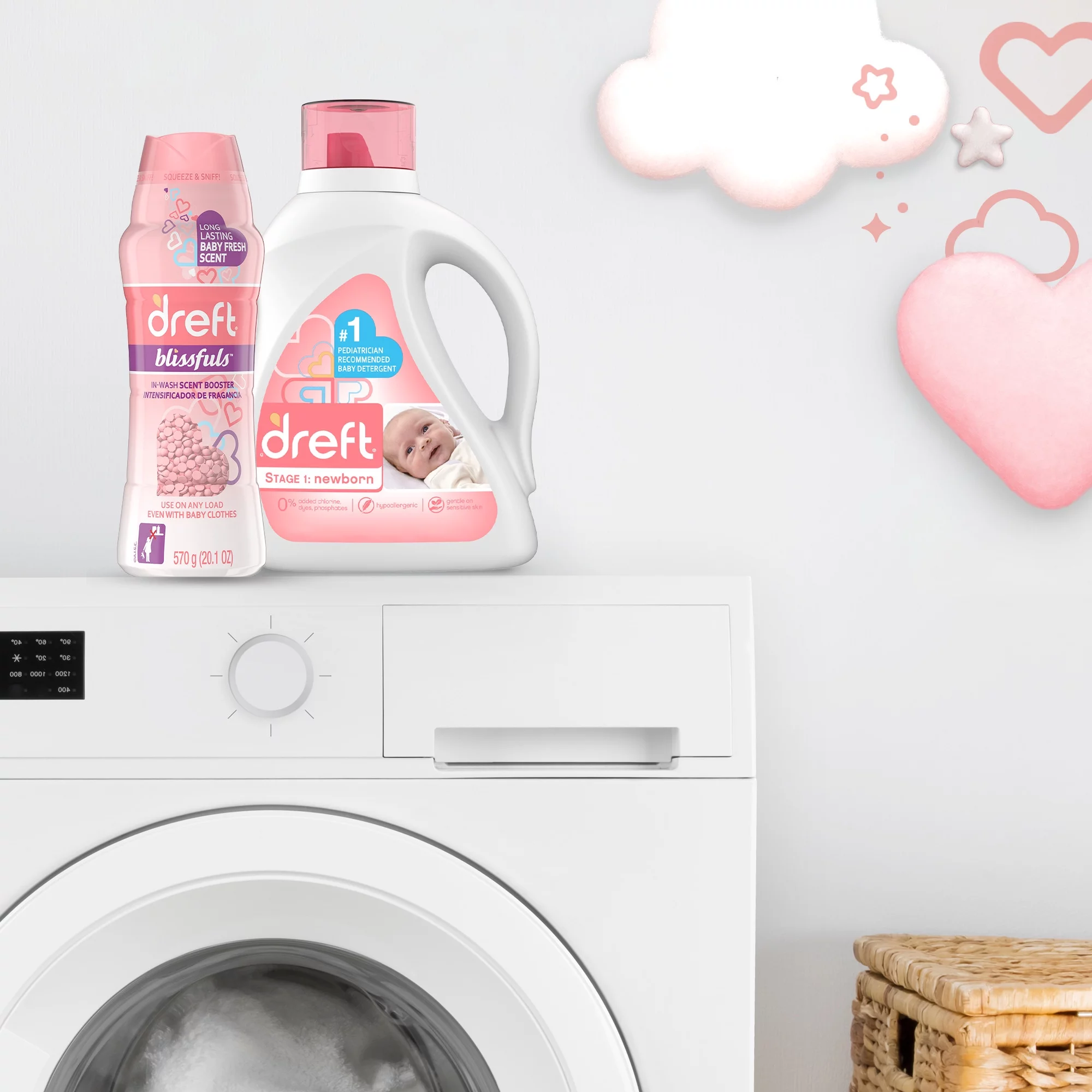 Dreft Blissfuls Laundry Scent Booster Beads, Baby Fresh Scent, 18.2 oz