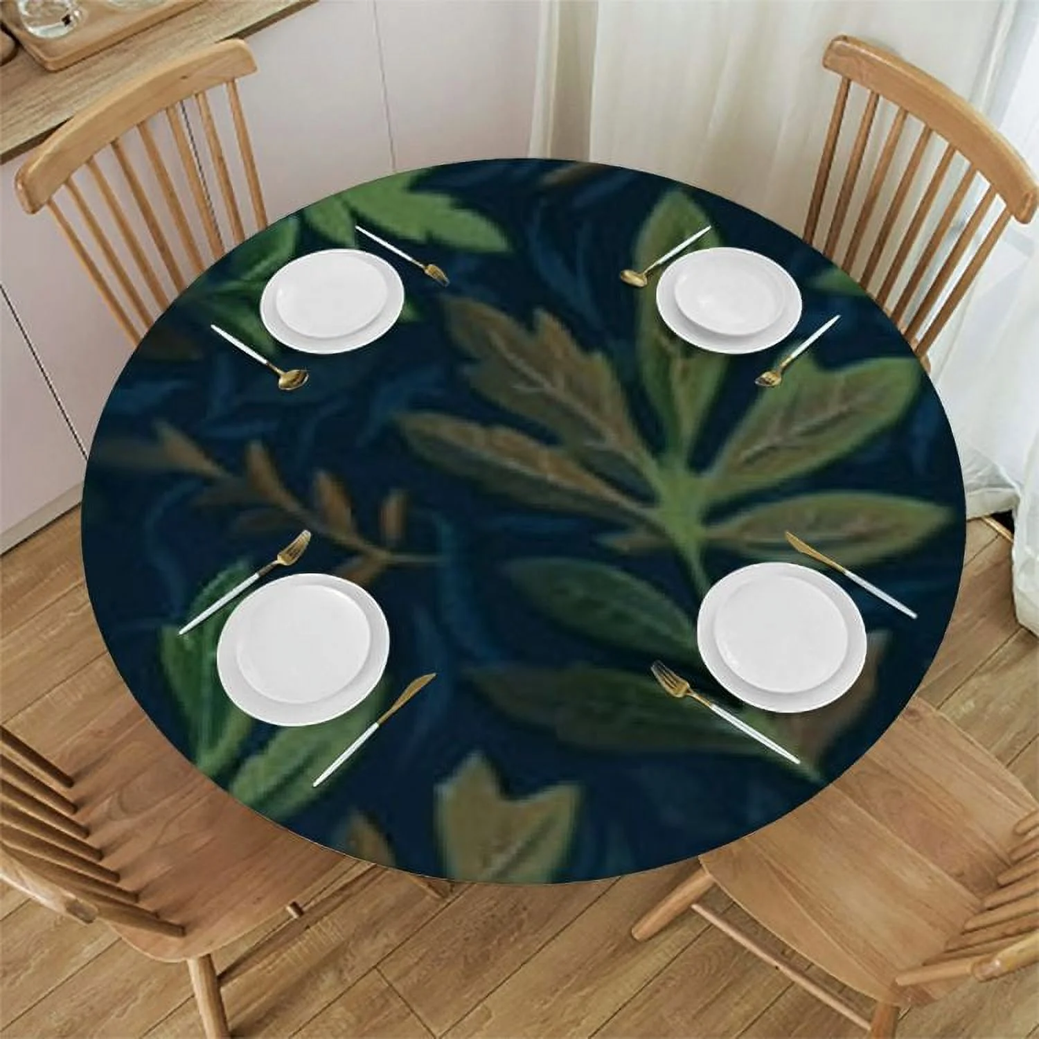 QKZF  Cute Animal Mallard Duck Fitted Round Tablecloth Waterproof Table Cloth with Elastic Edge Wipe Clean Table Covers for Indoor Outdoor Fits White